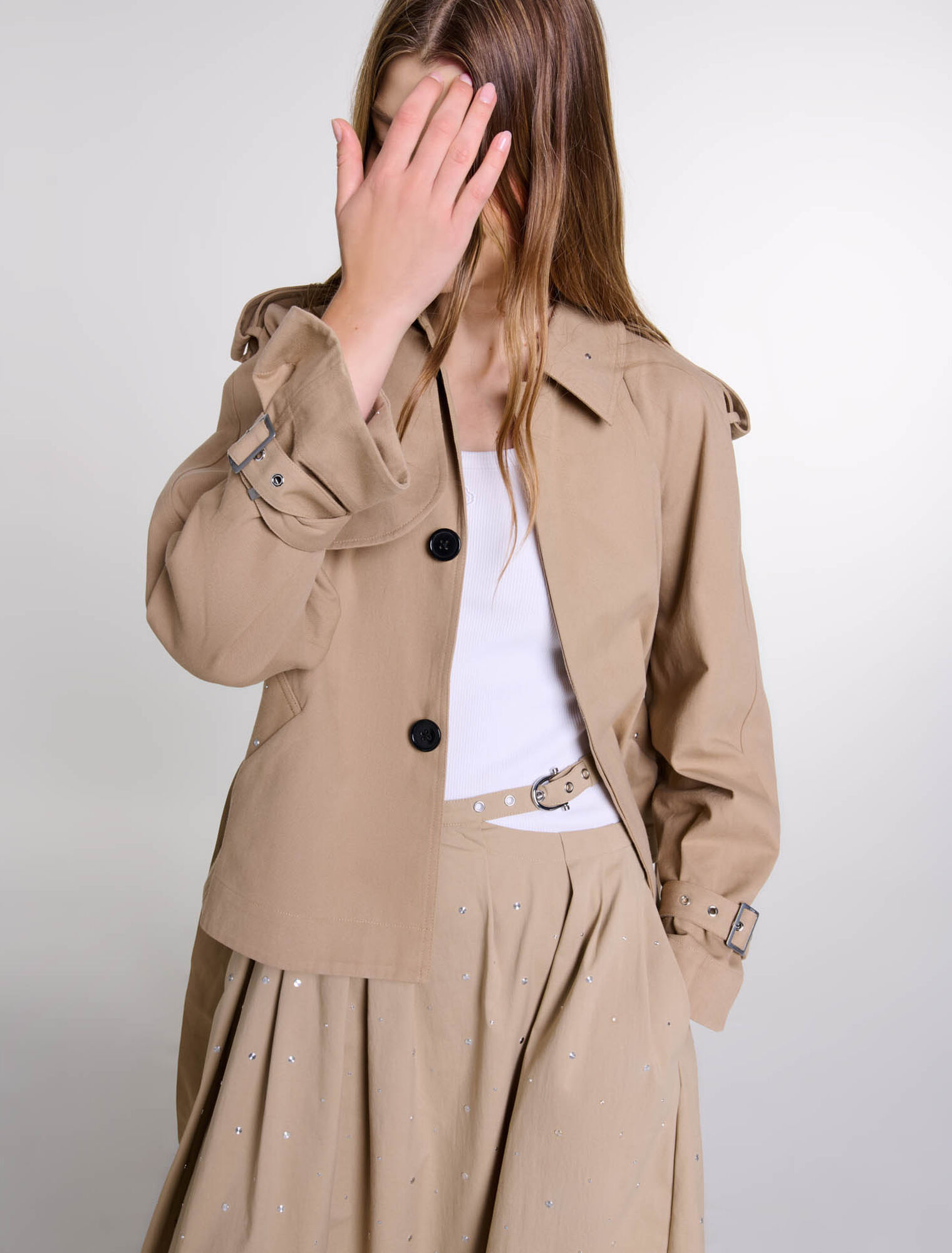 Short studded trench coat
