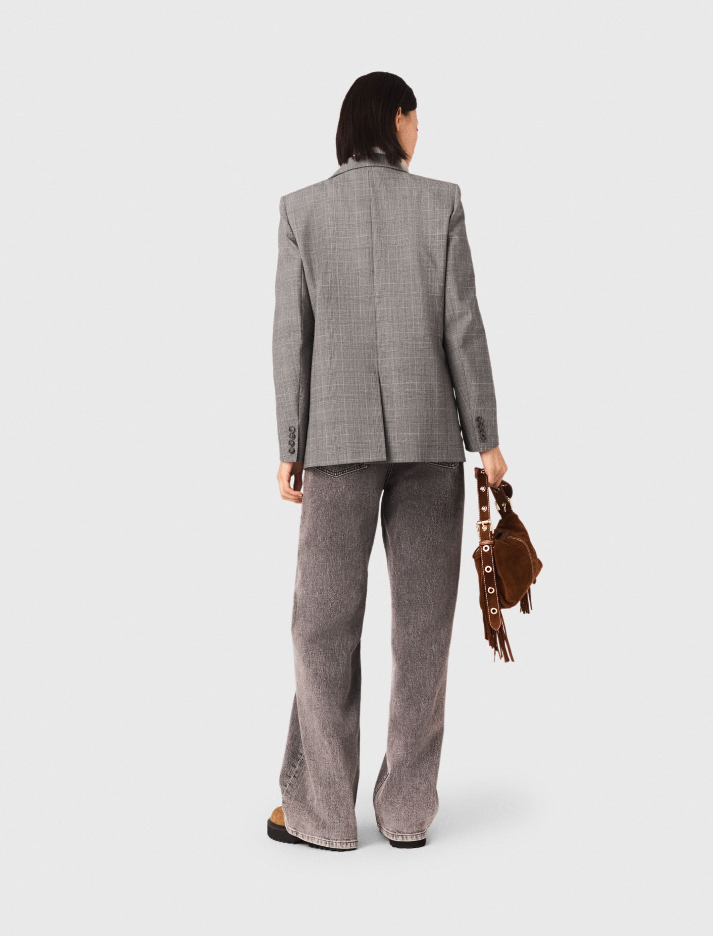 Wide-leg jeans with chain-link belt Black / Gray For Women | Maje