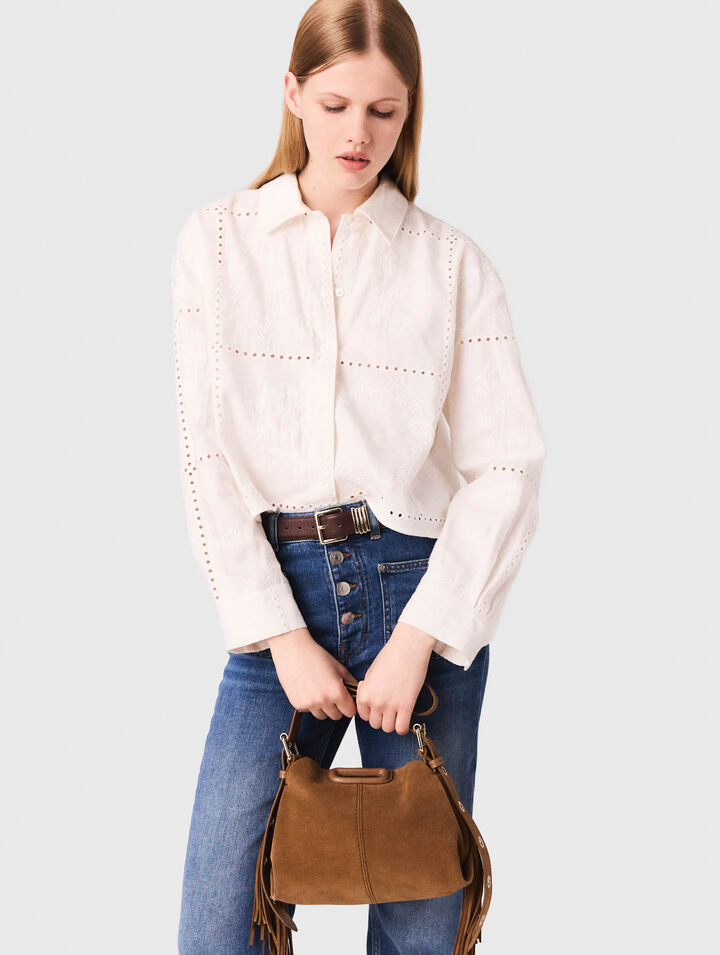 Cropped embroidered shirt