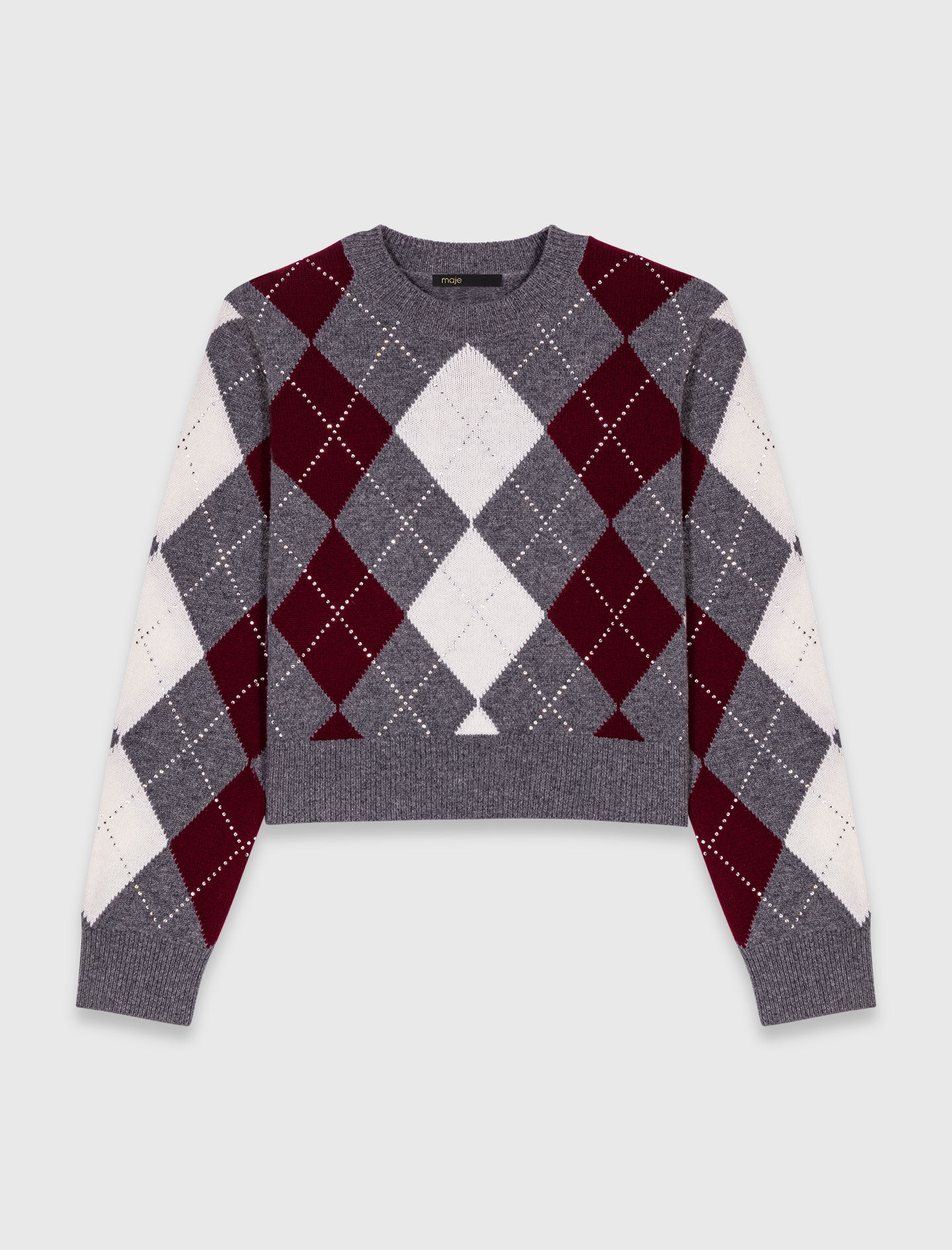 y-*♡ Cropped argyle pattern sweater Tricolor For Women | Maje