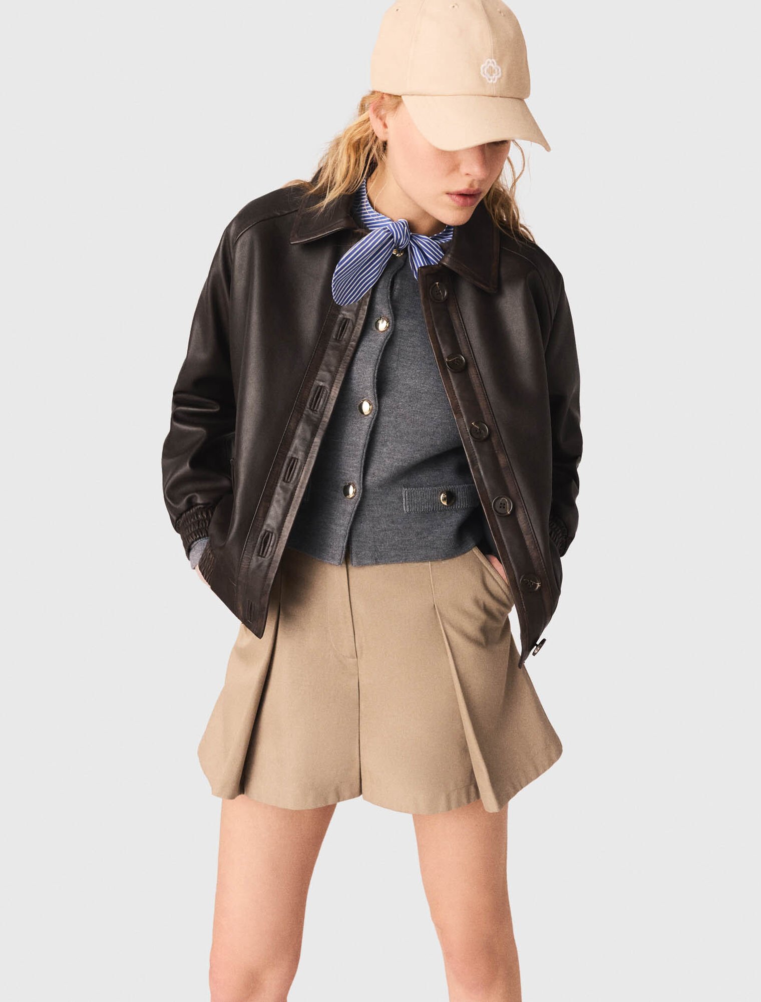 Cropped leather jacket