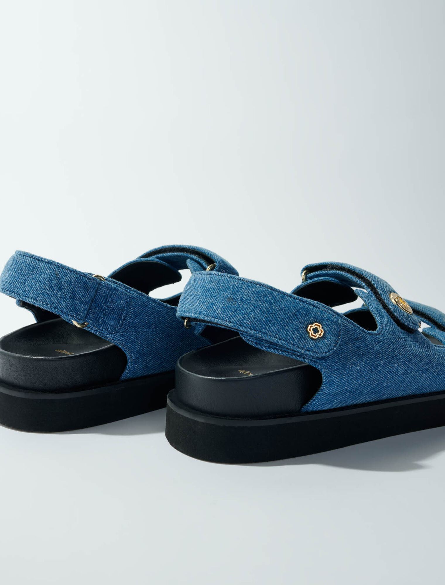 Flat denim sandals