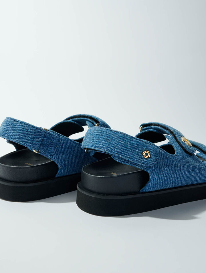 Flat denim sandals