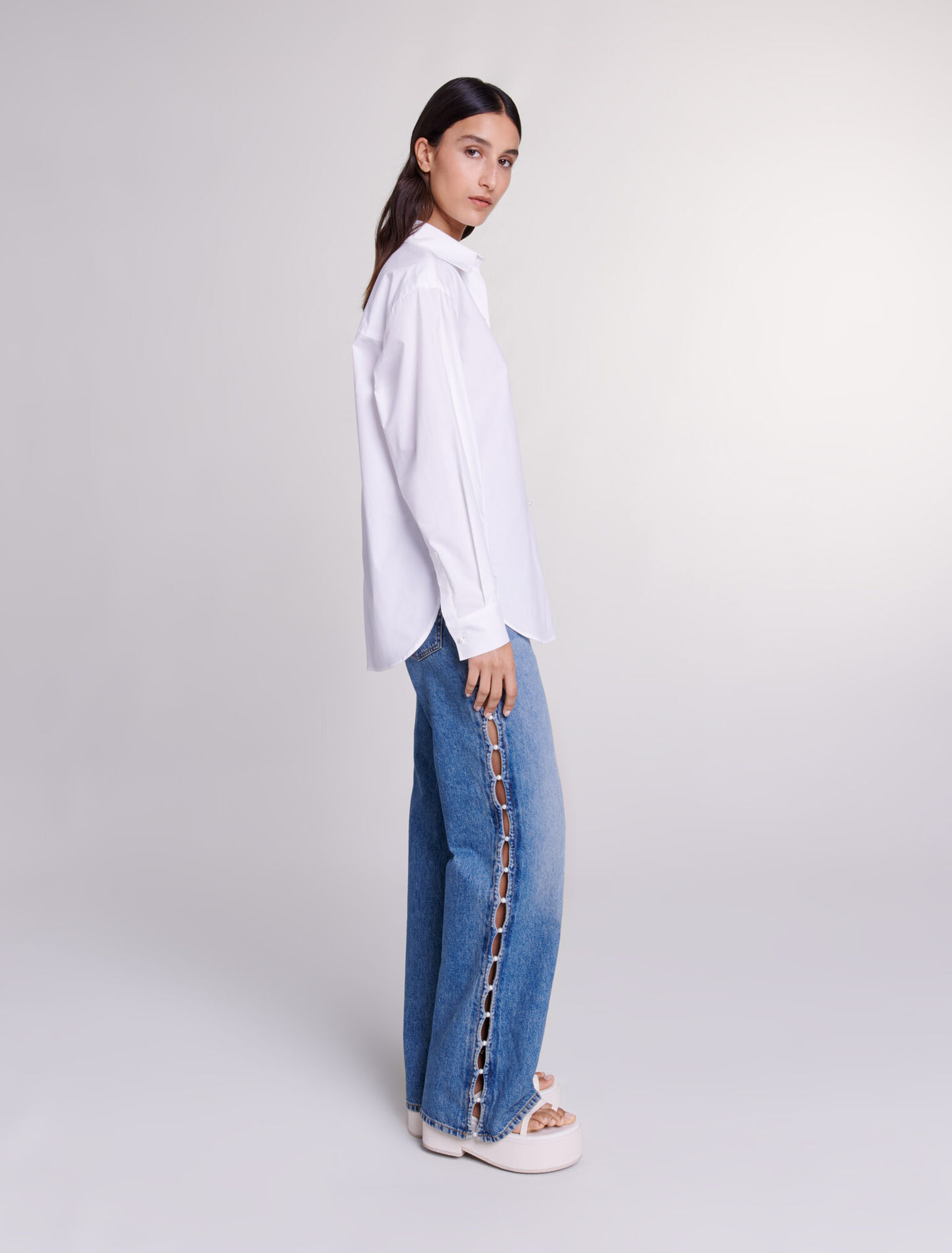 White cotton poplin shirt