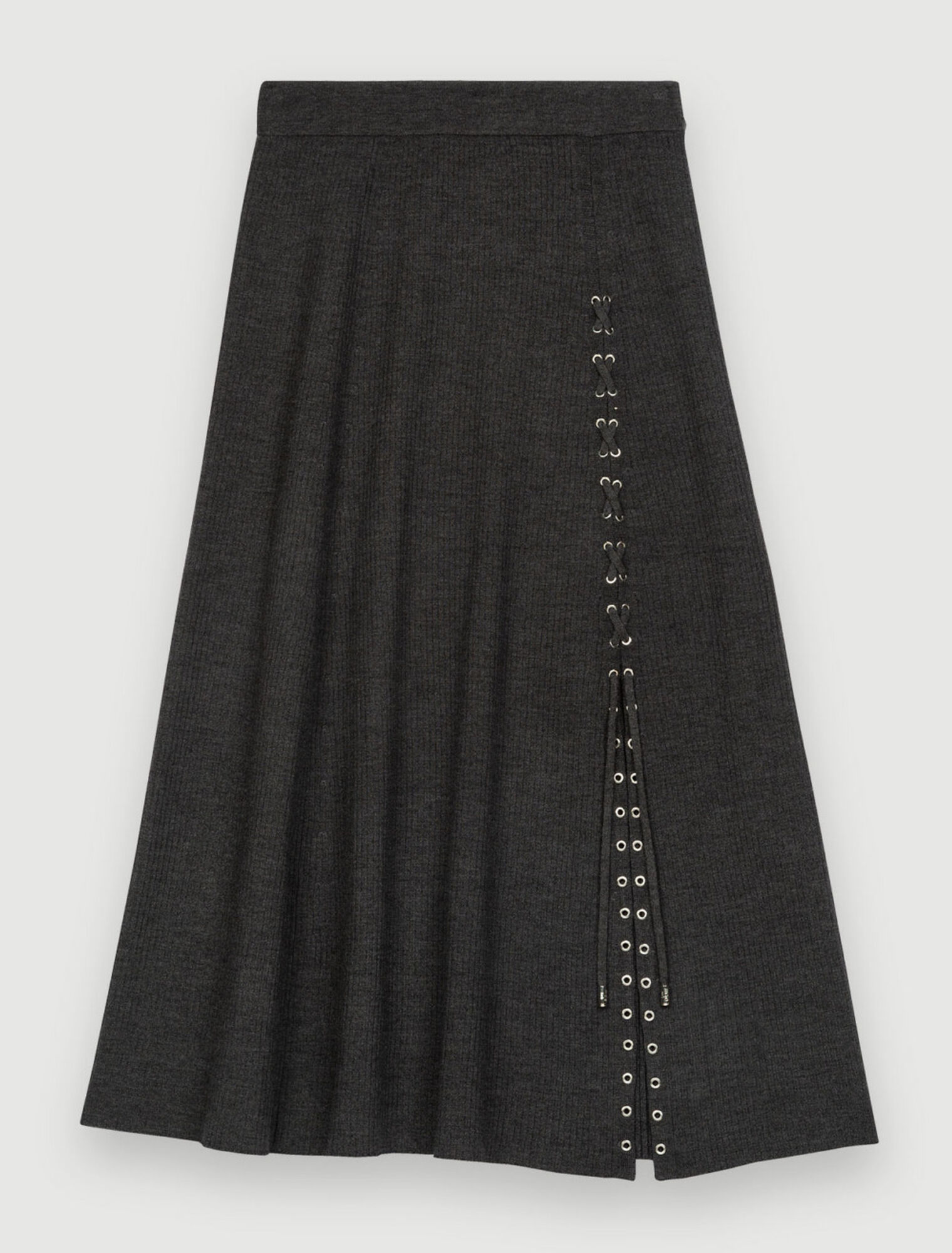 Midi skirt in silver eyelet knit