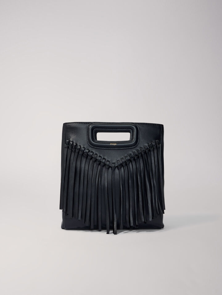 Fringed leather M bag