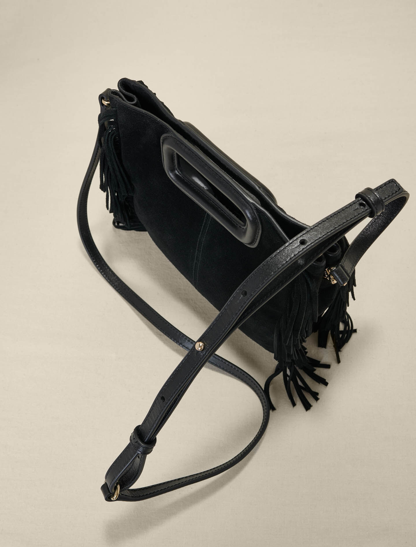 Embroidered studded leather M bag
