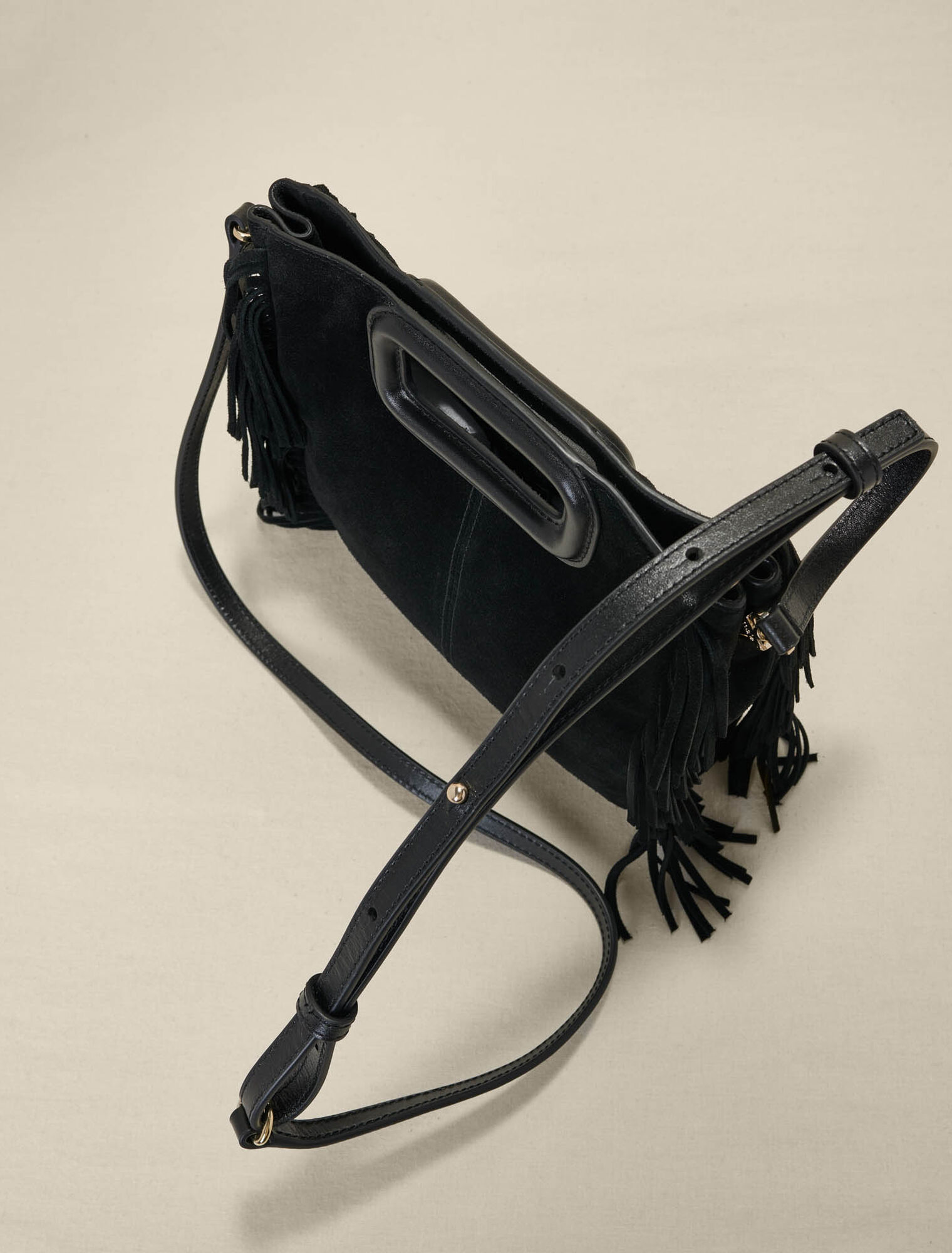 Embroidered studded leather M bag