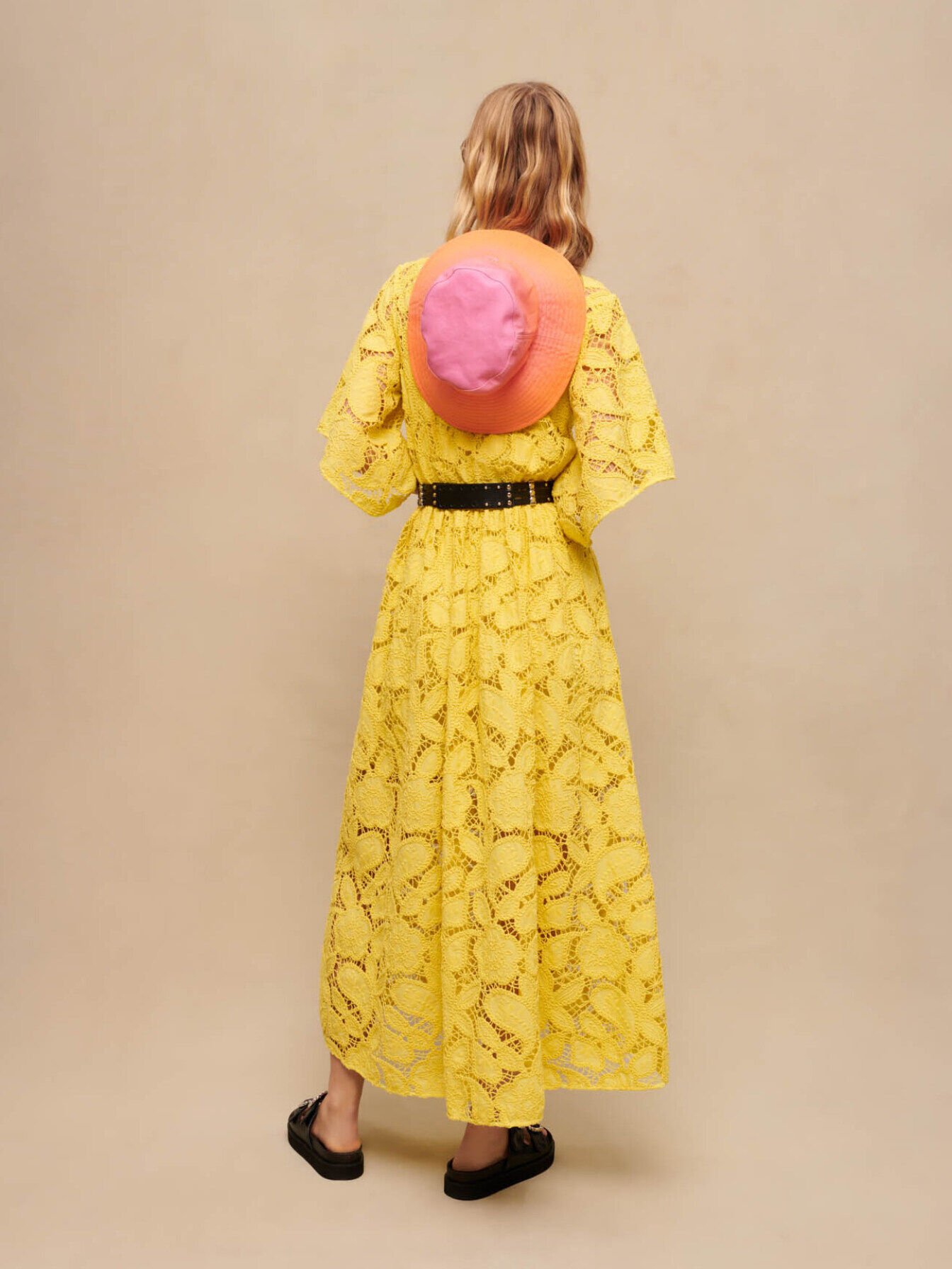 Long lace dress Yellow / Orange For Women | Maje