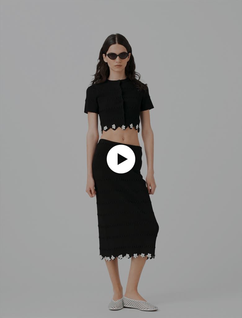 Knit skirt with jewelled flowers Black / Gray For Women | Maje