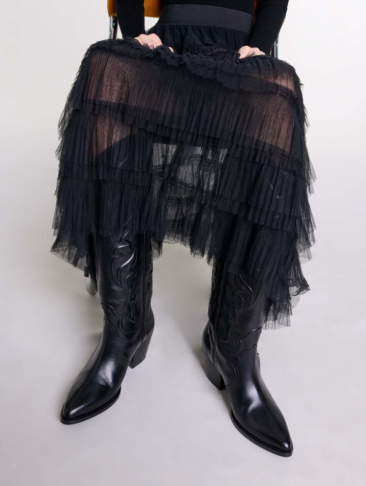 Tulle midi skirt