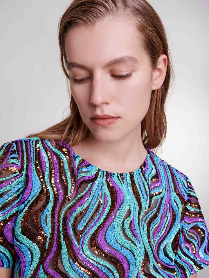 Trompe l'œil sequin mini dress