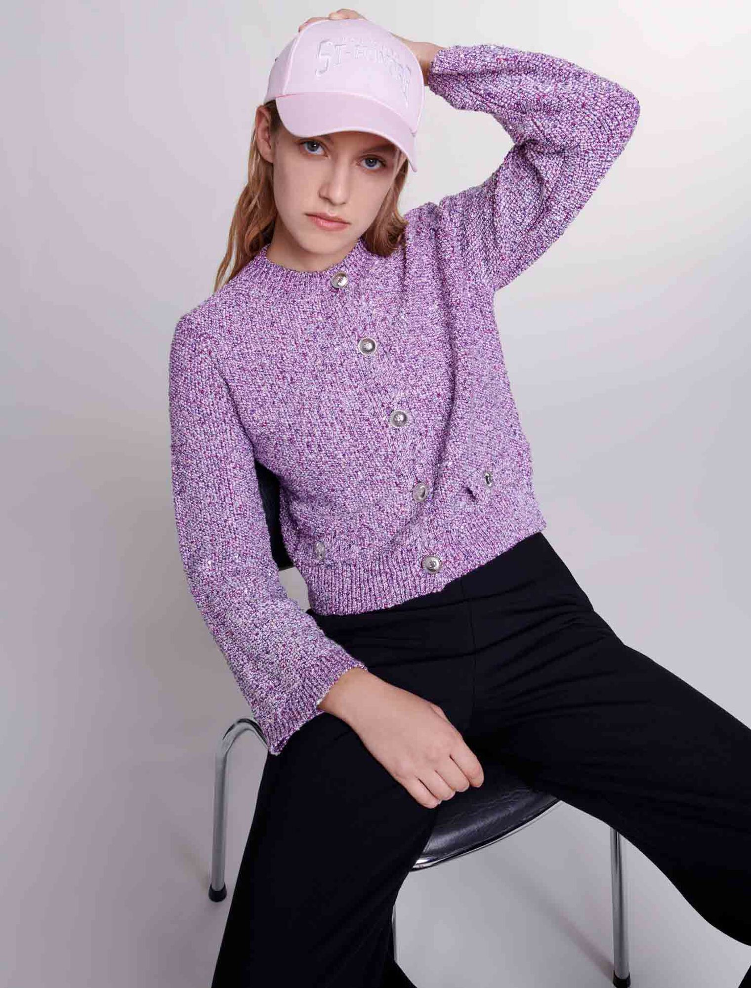 Sequin knit cardigan