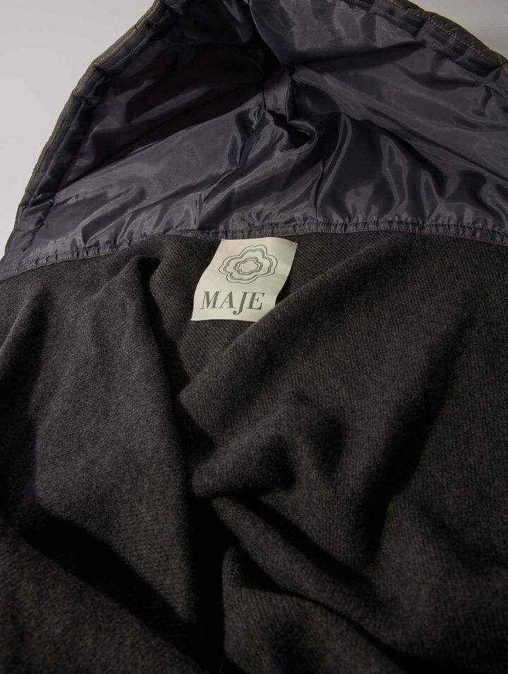 Hooded wool poncho