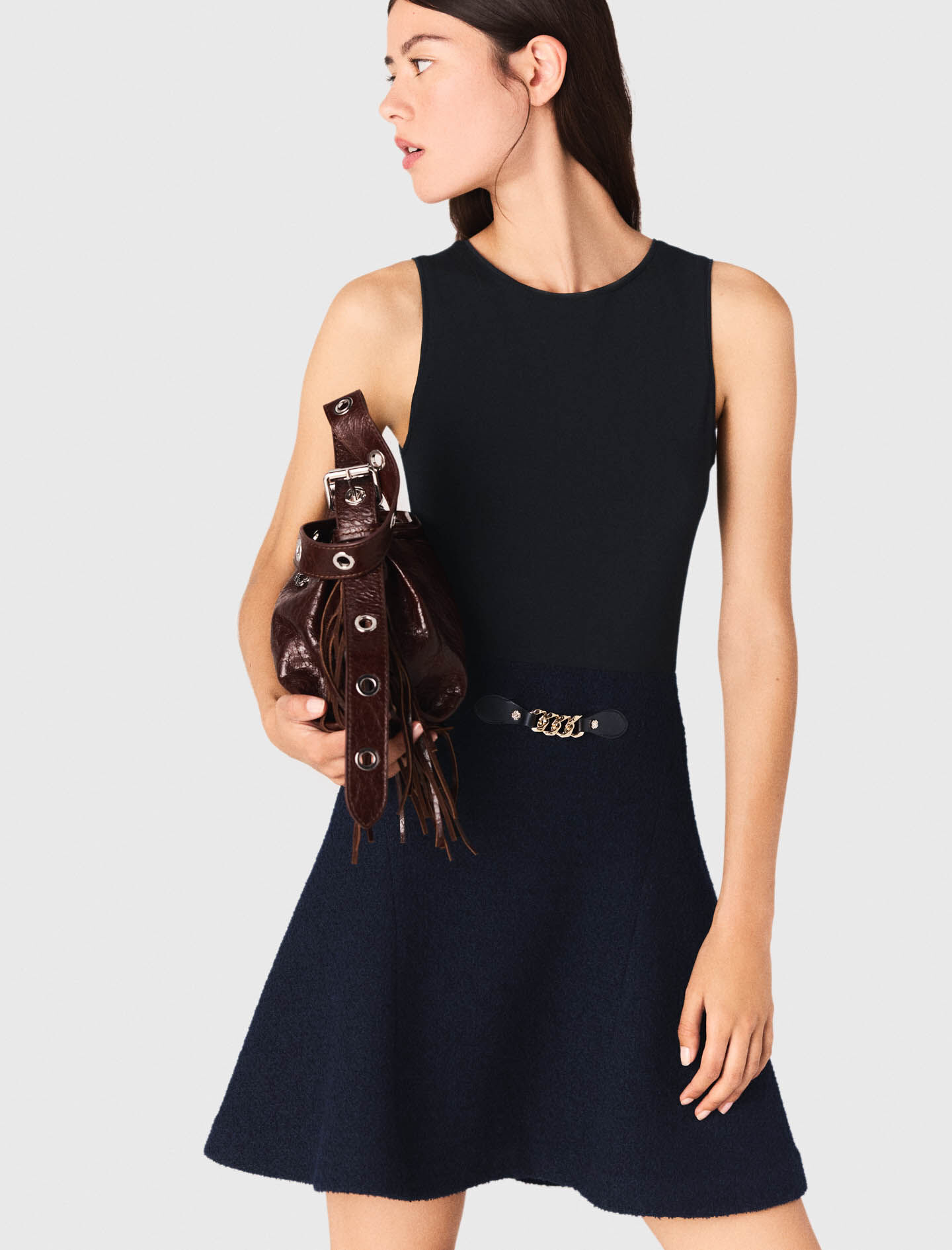 2-in-1 tweed-effect dress Blue For Women | Maje