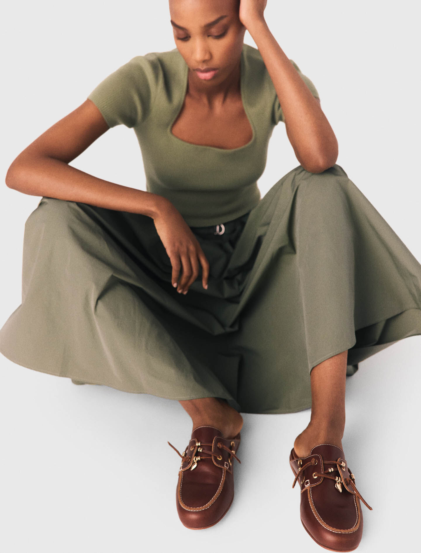 Leather boat mules Natural For Women | Maje