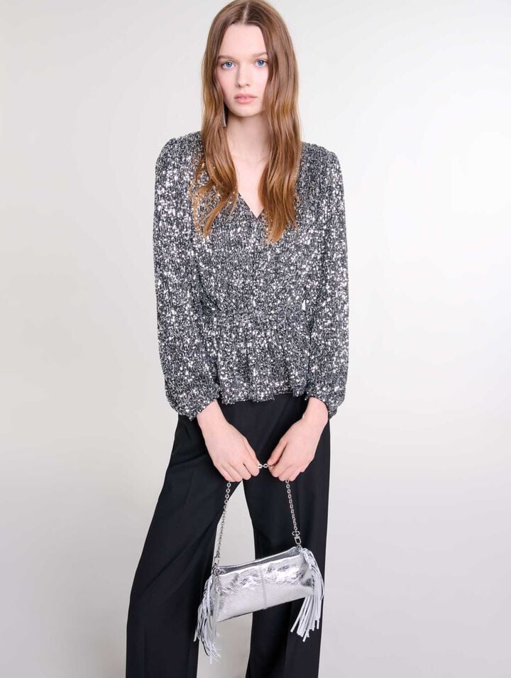 Smocked sequin top