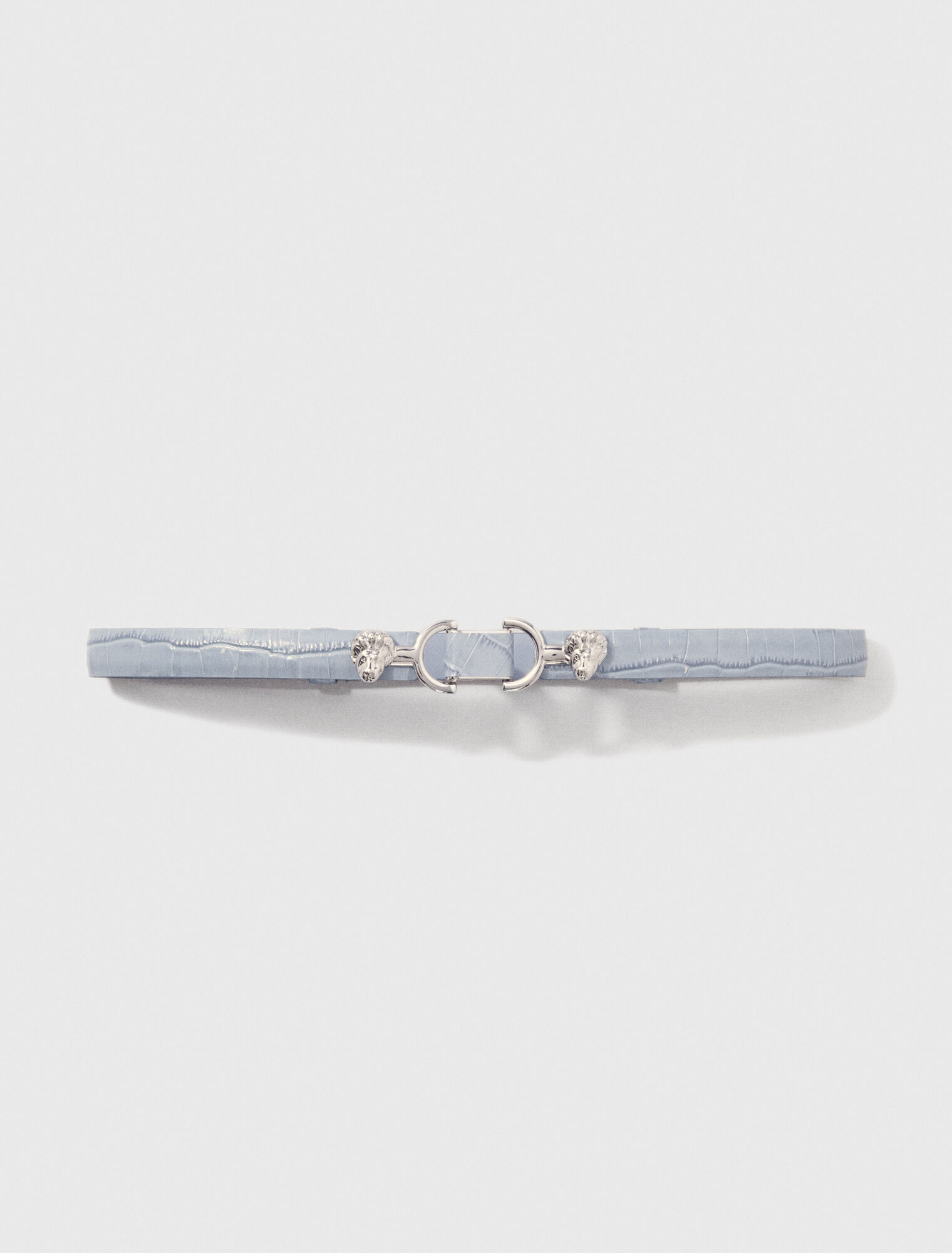 Thin leather belt with lion bit