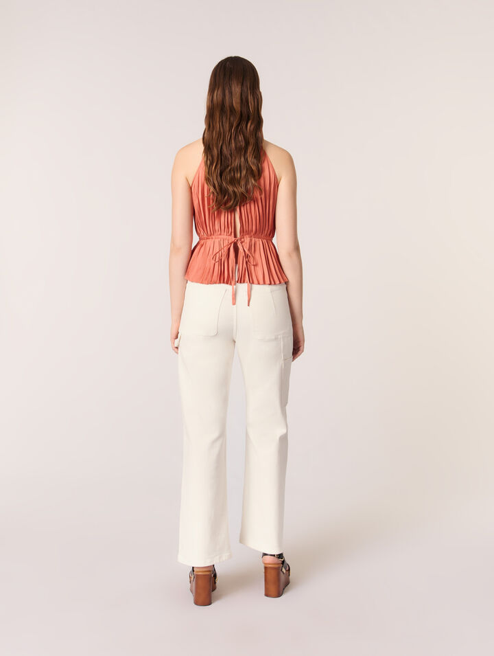 Sleeveless pleated halter top