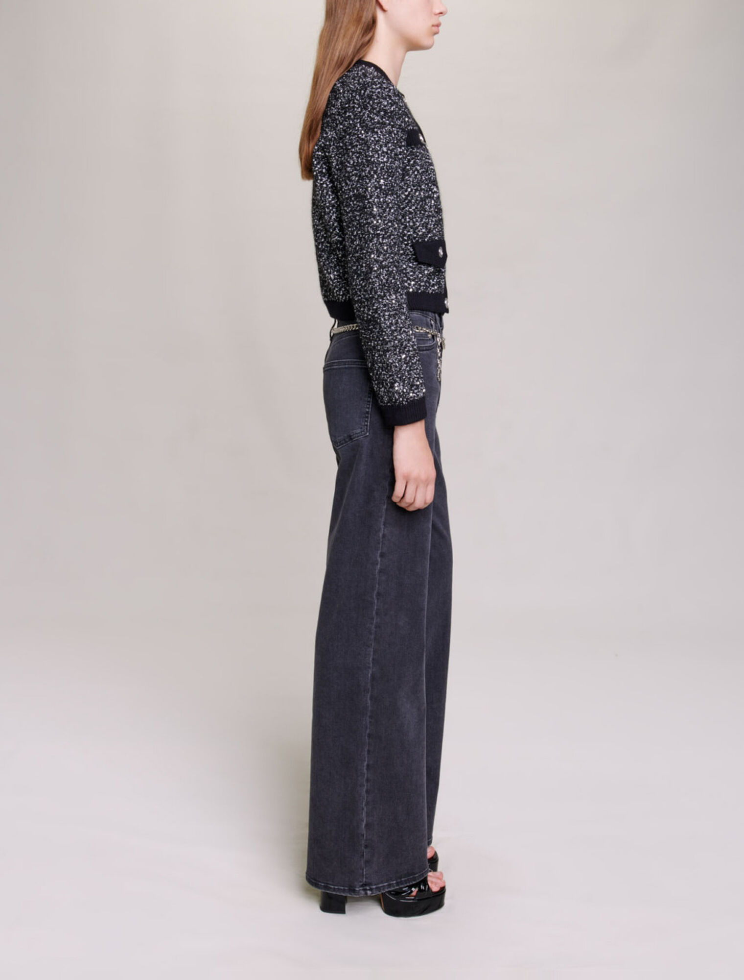 Short tweed-effect cardigan