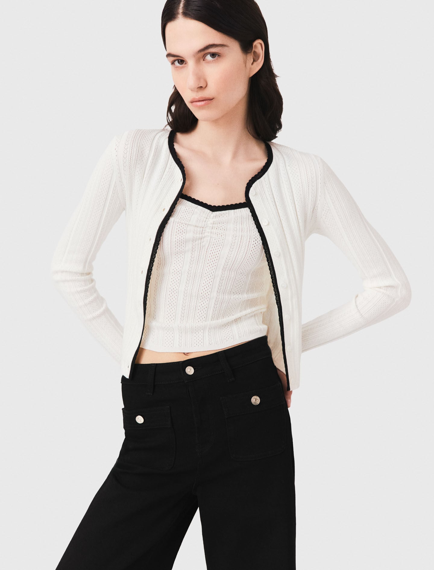 Pointelle knit twinset White For Women | Maje
