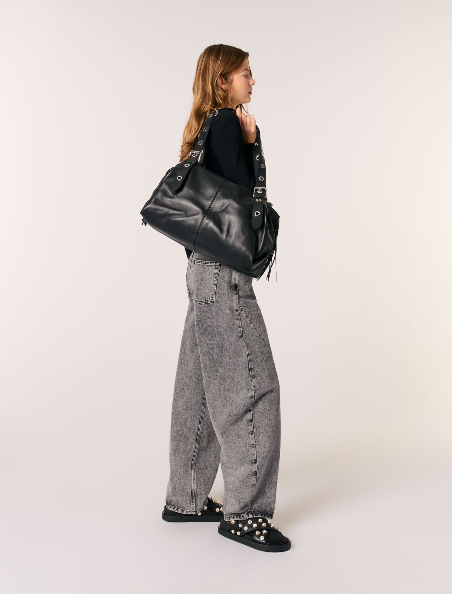 Knit maxi dress Black / Gray For Women | Maje Knit maxi dress Black / Gray For Women | Maje
