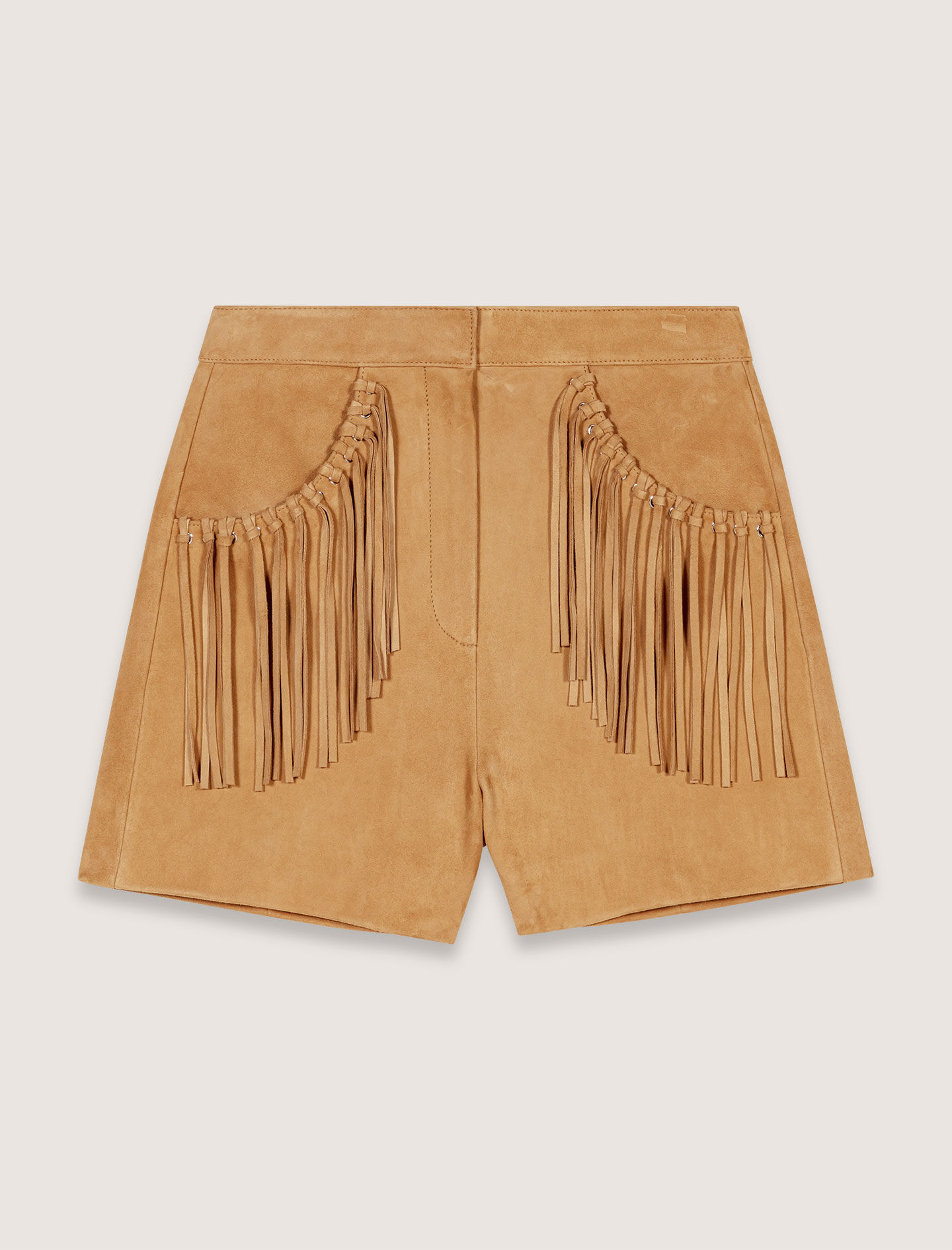 Fringed leather shorts Natural For Women | Maje
