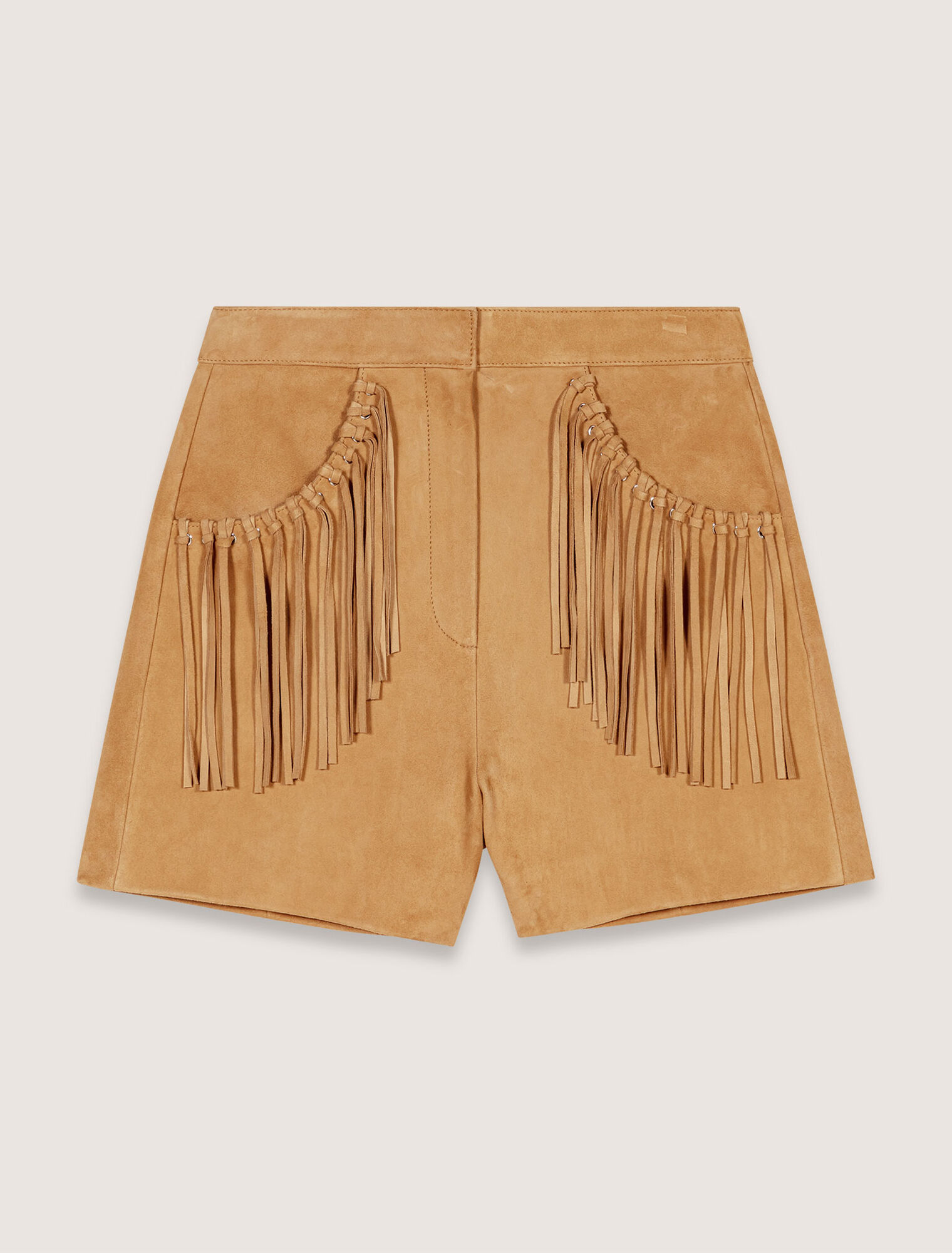 Fringed leather shorts