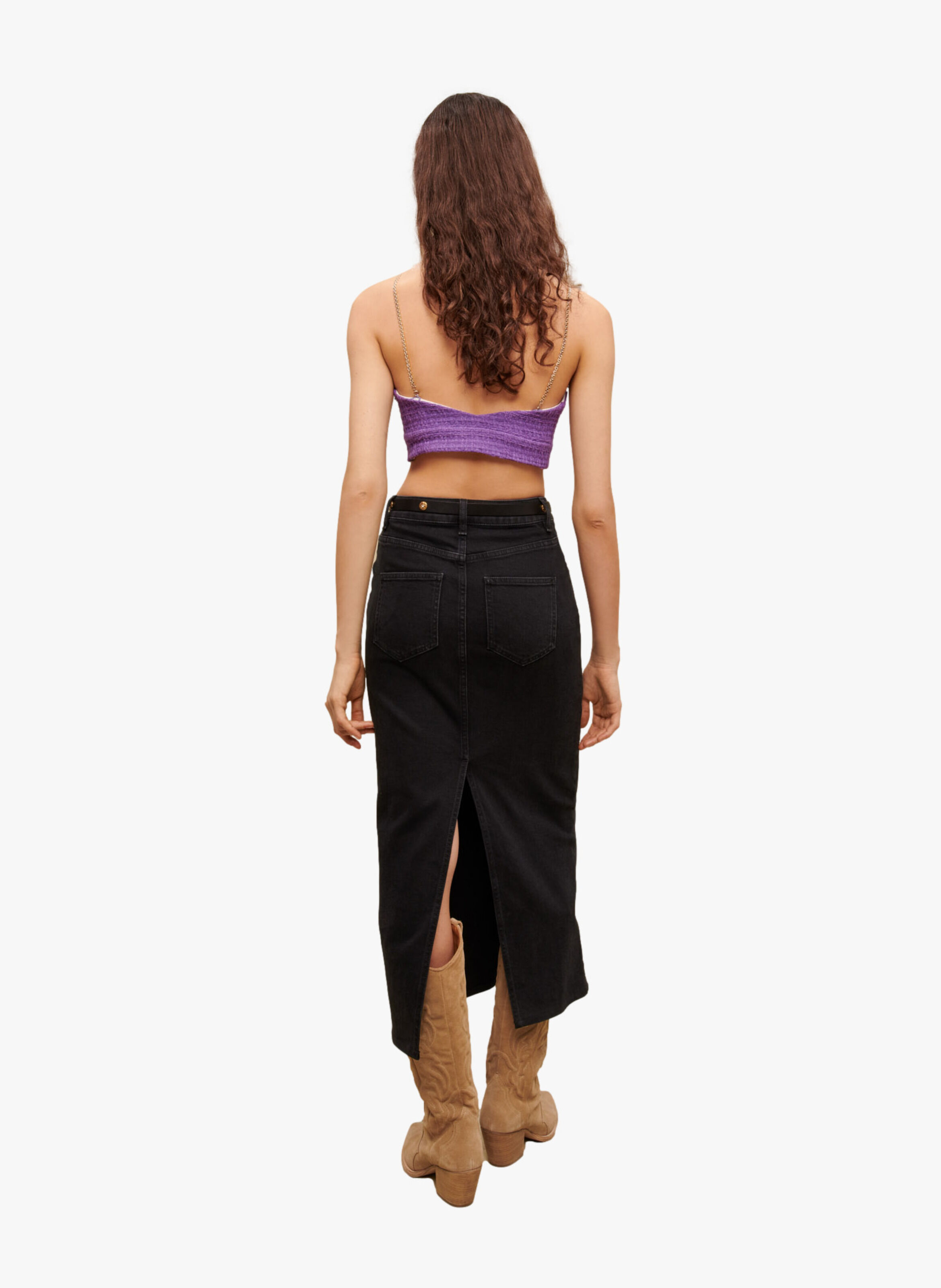 Tweed crop top Purple For Women | Maje