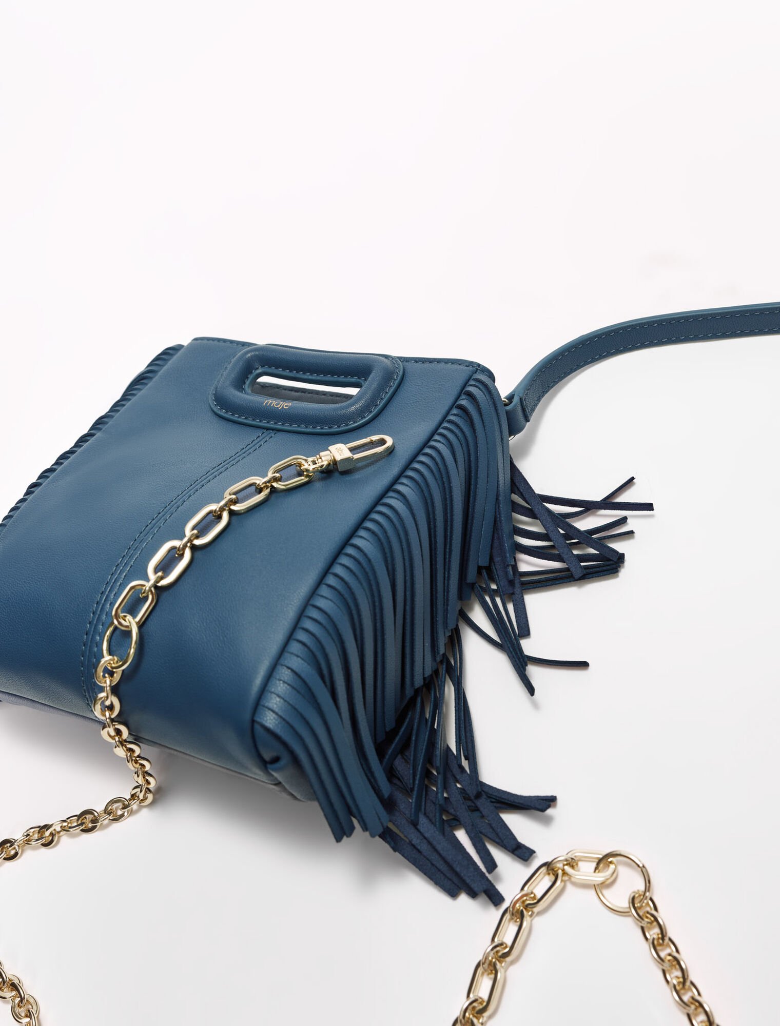 Leather mini M bag with chain