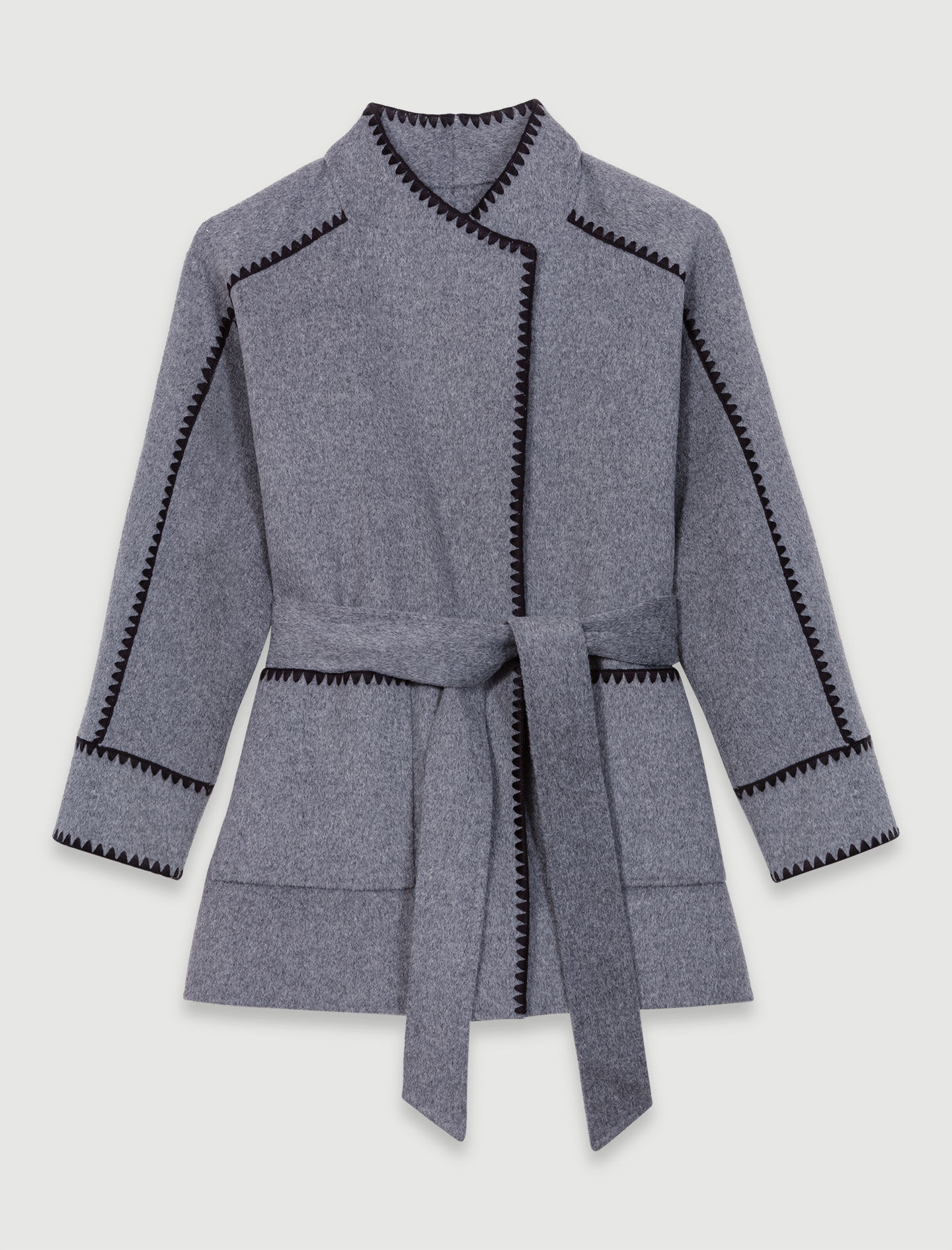 Double-faced coat Black / Gray For Women | Maje Double-faced coat Black / Gray For Women | Maje