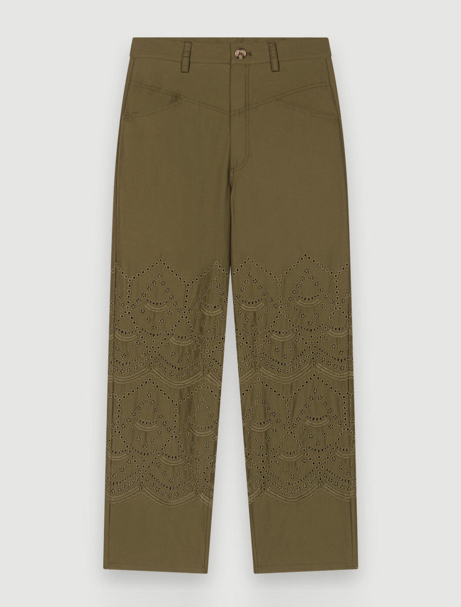 Embroidered cotton pants