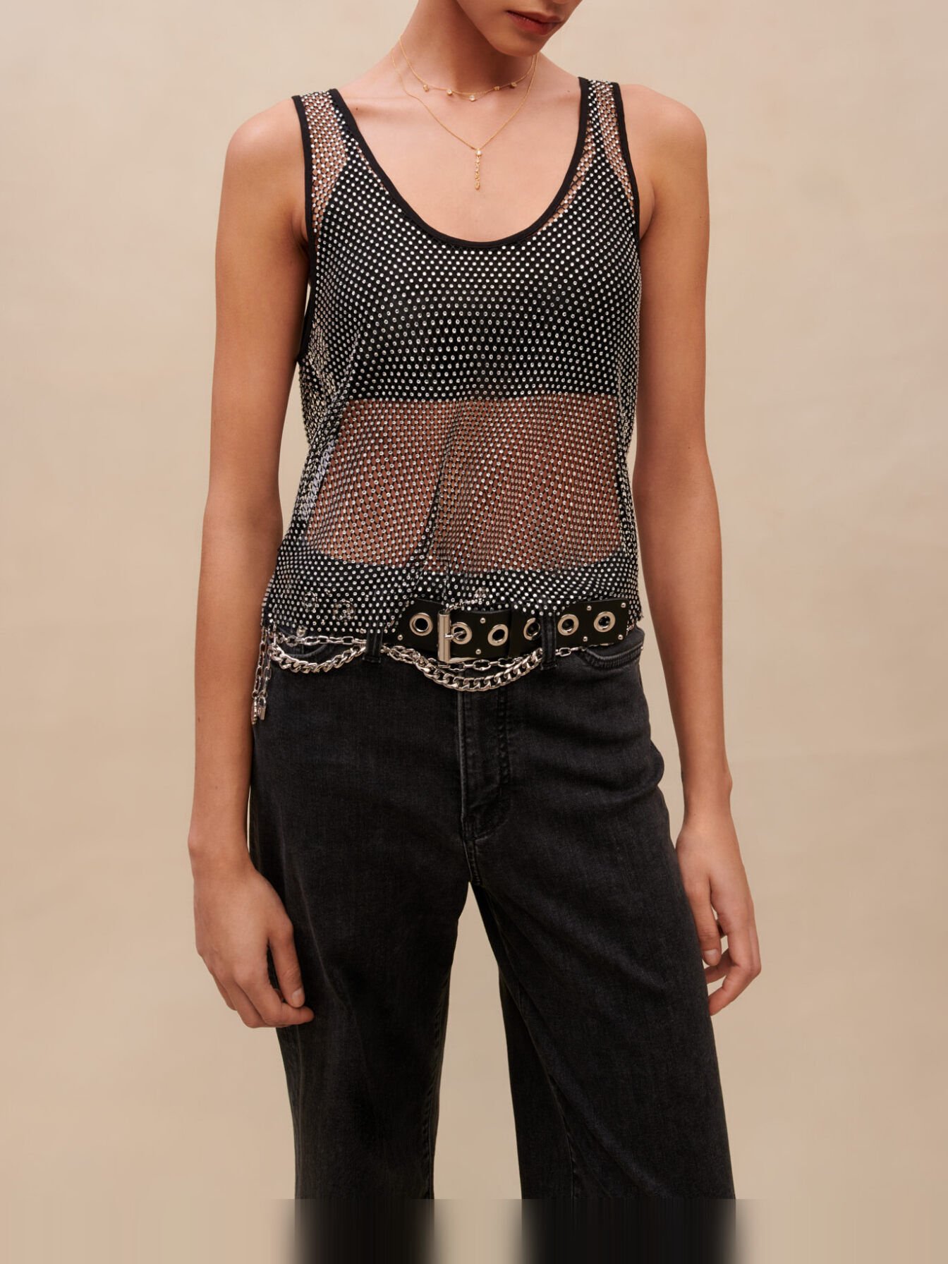 Diamanté top Black / Gray For Women | Maje