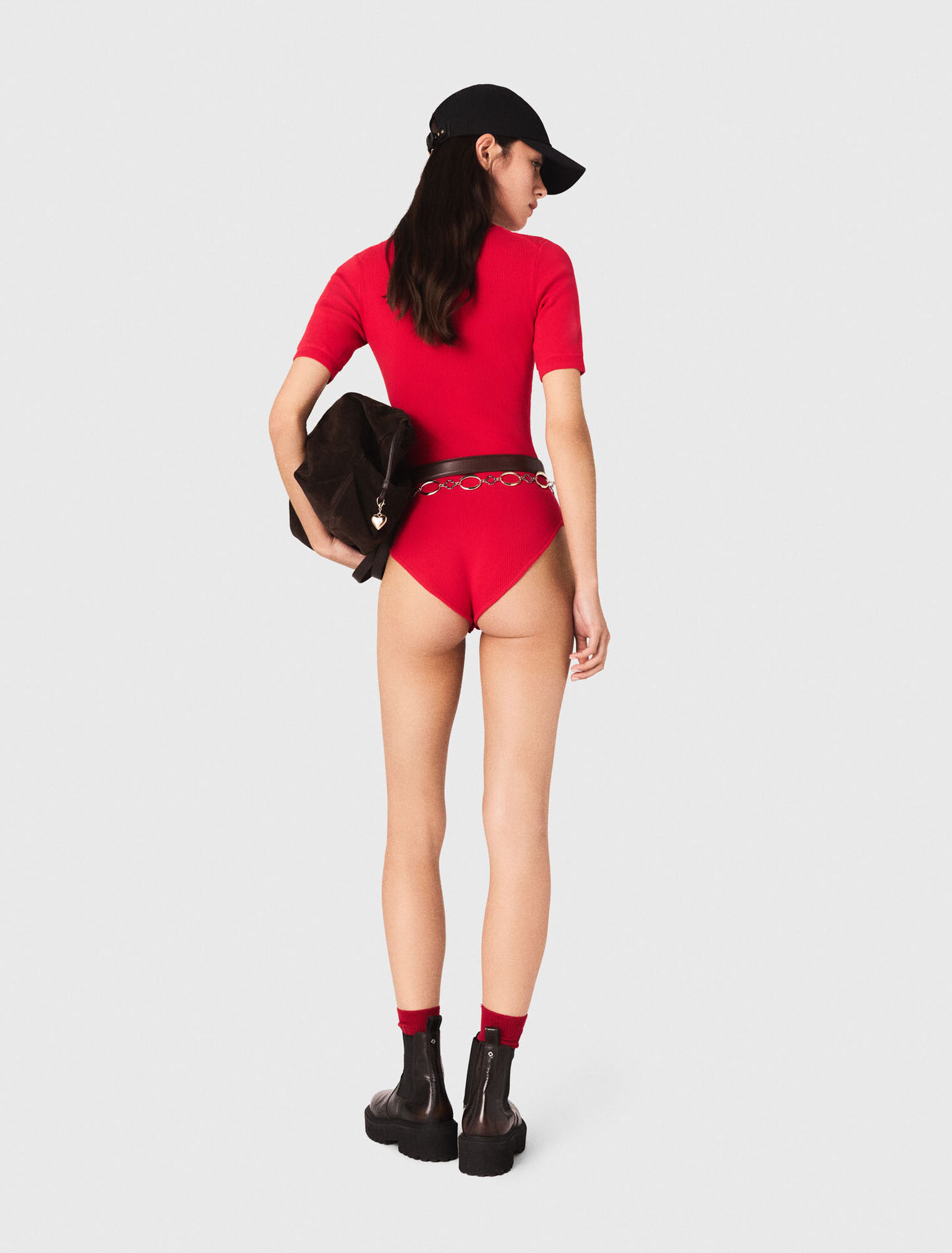 Ribbed knit sleeve bodysuit