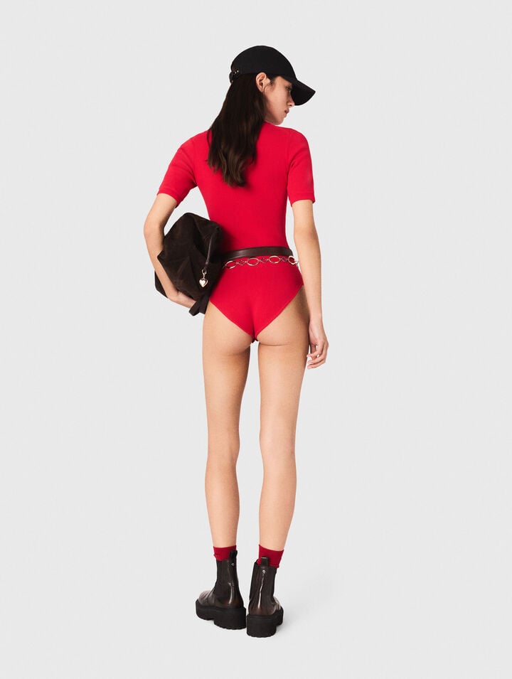Ribbed knit sleeve bodysuit
