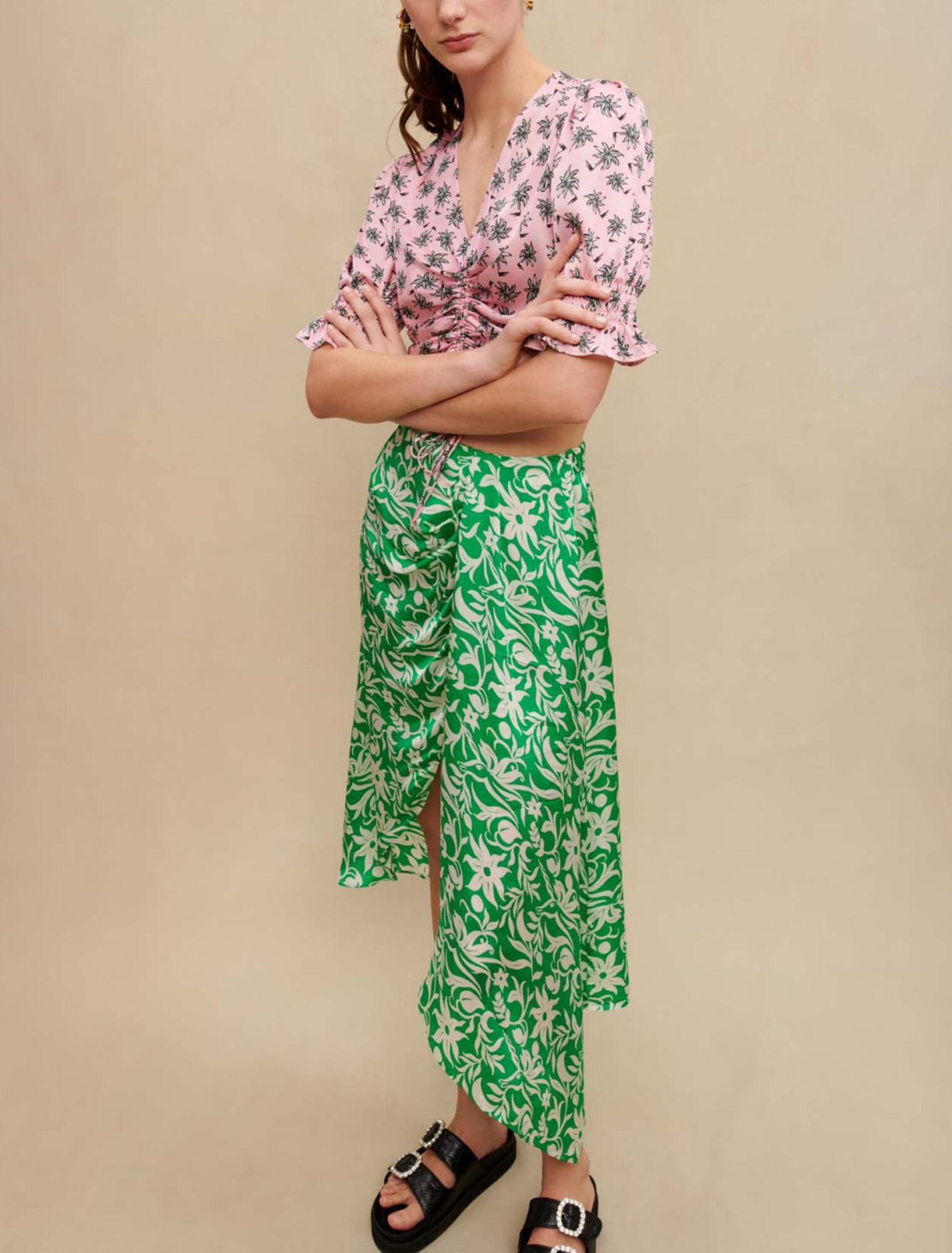 Mini draped skirt