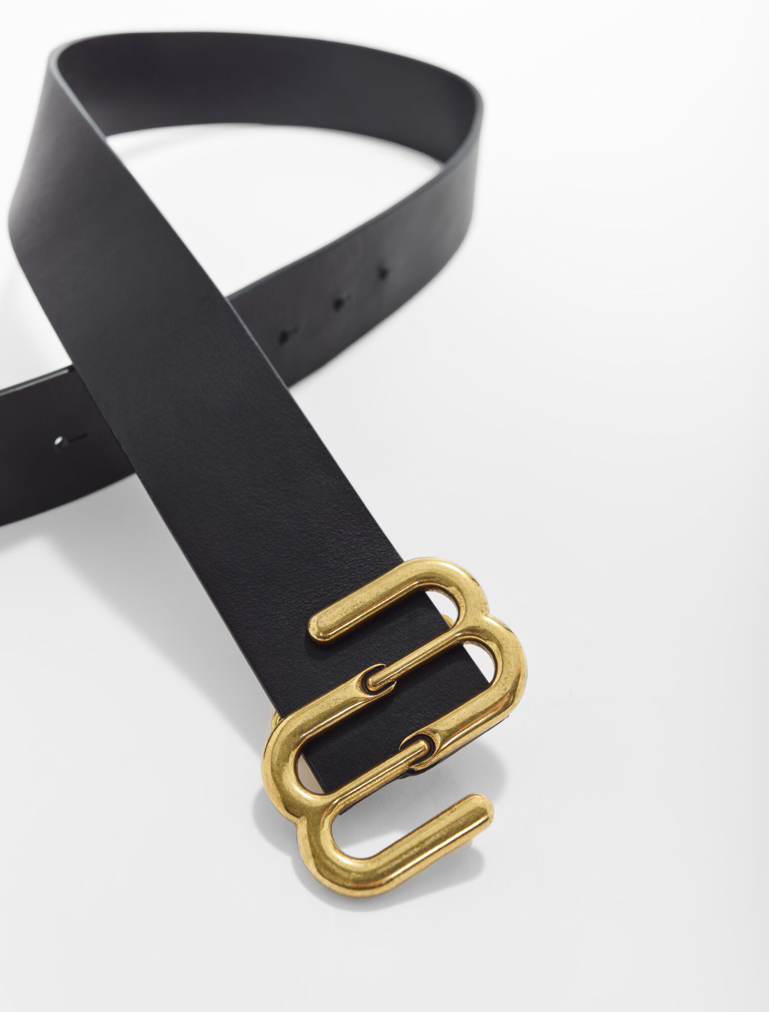 Leather double M belt