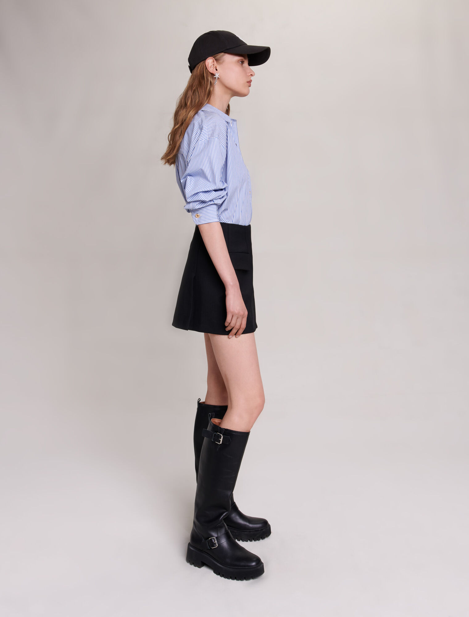 Asymmetric wrap skirt