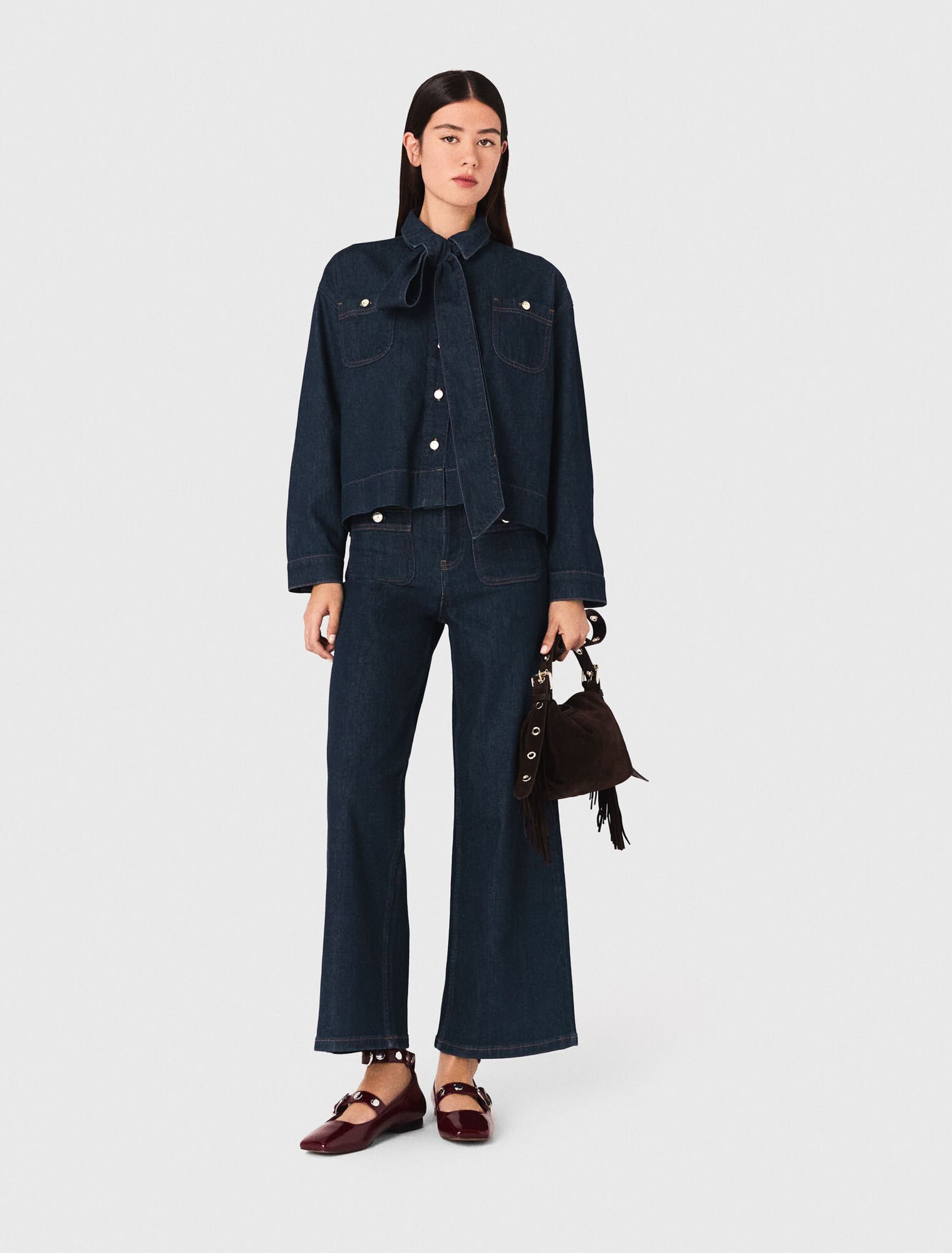 Denim jacket with bow