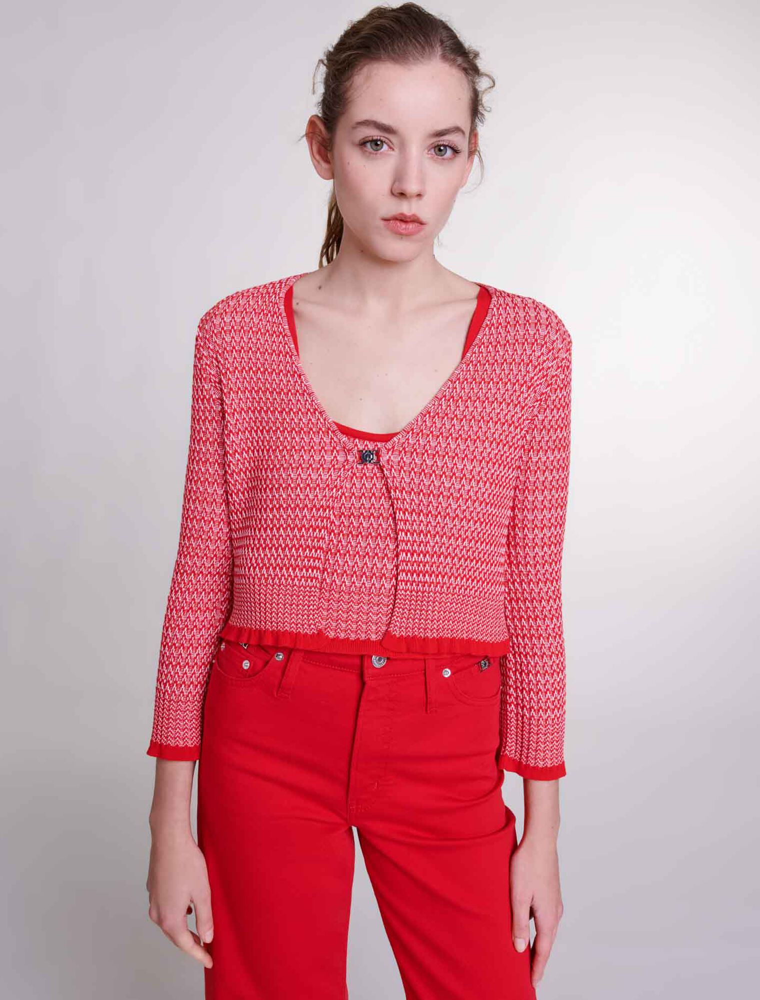 Herringbone knit twin set