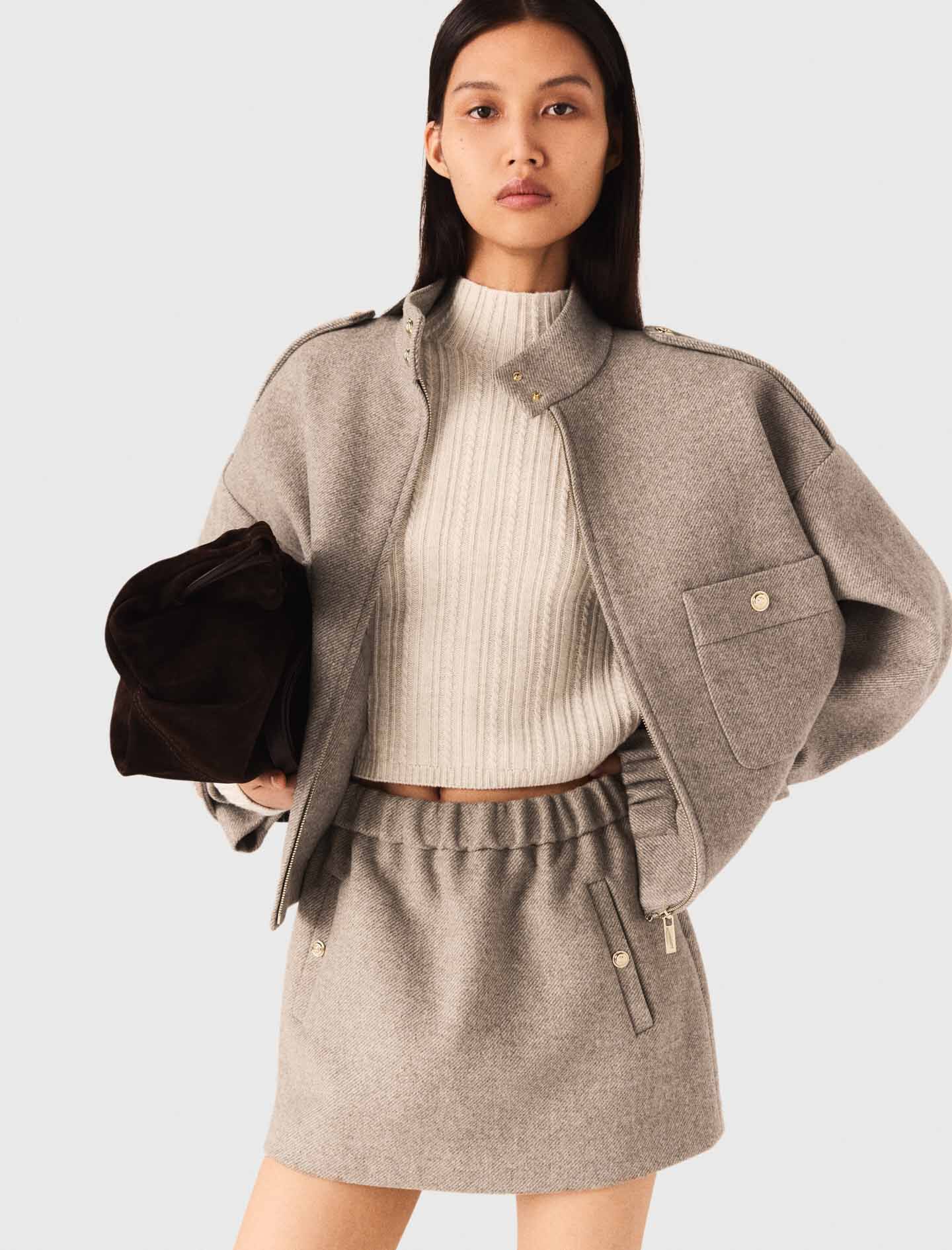 Mixed wool jacket Natural For Women | Maje