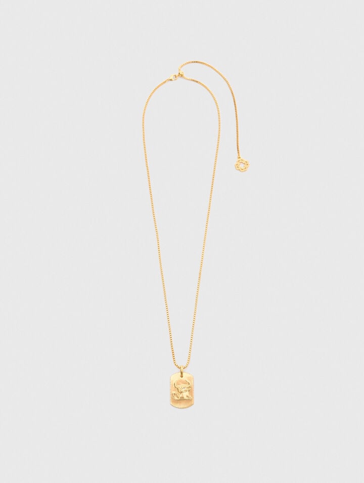 Zodiac sign plaque necklace