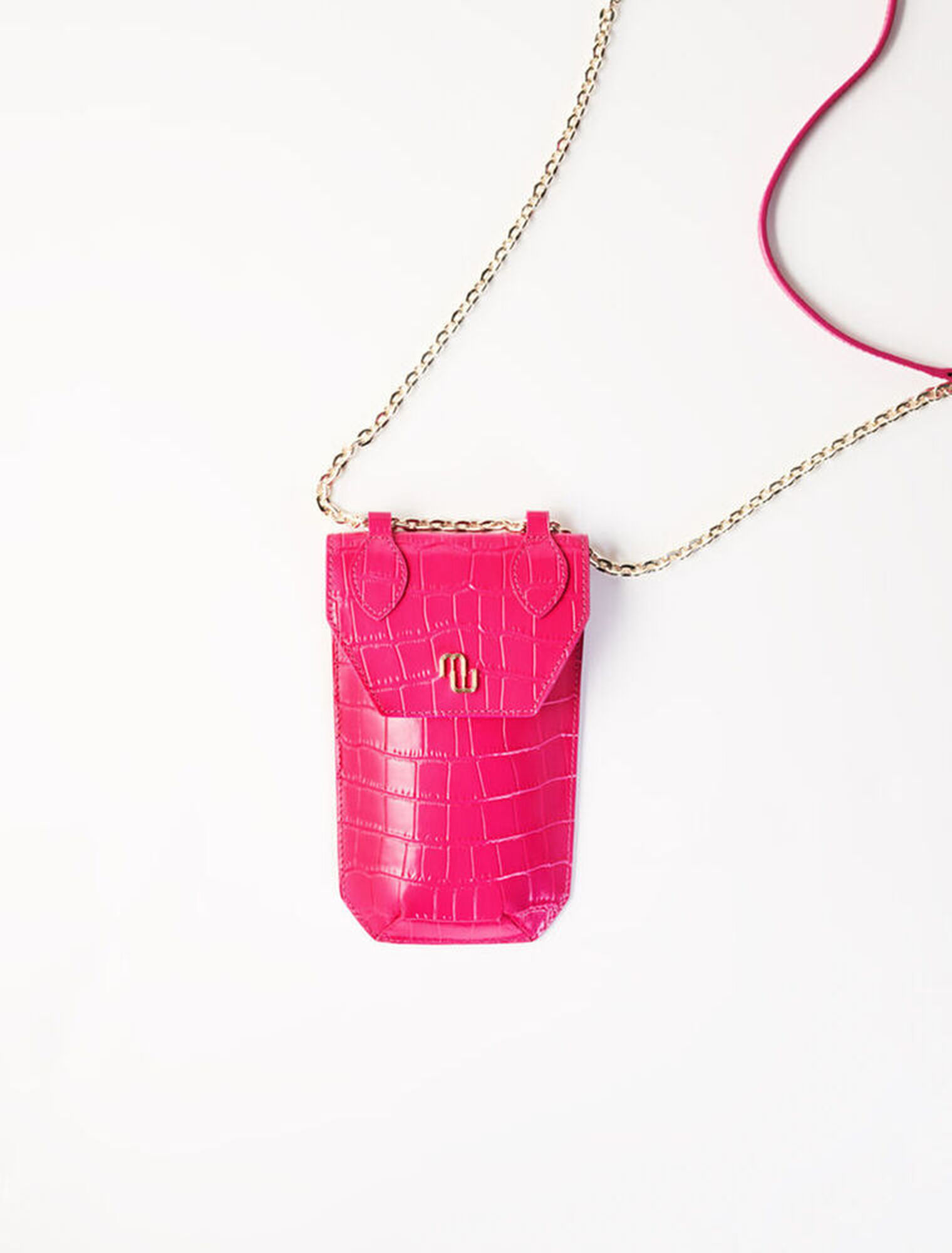 Croco embossed leather phone holder