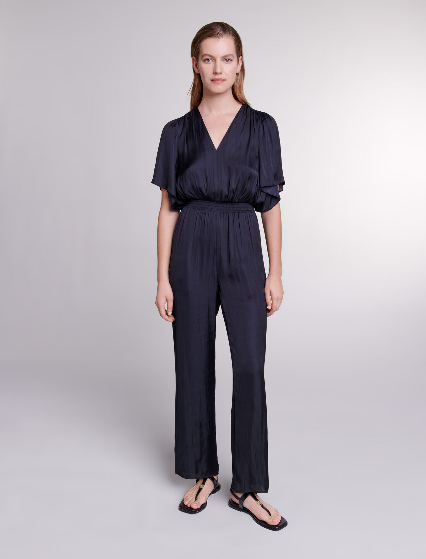 Satin trouser suit Black / Gray For Women | Maje Satin trouser suit Black / Gray For Women | Maje