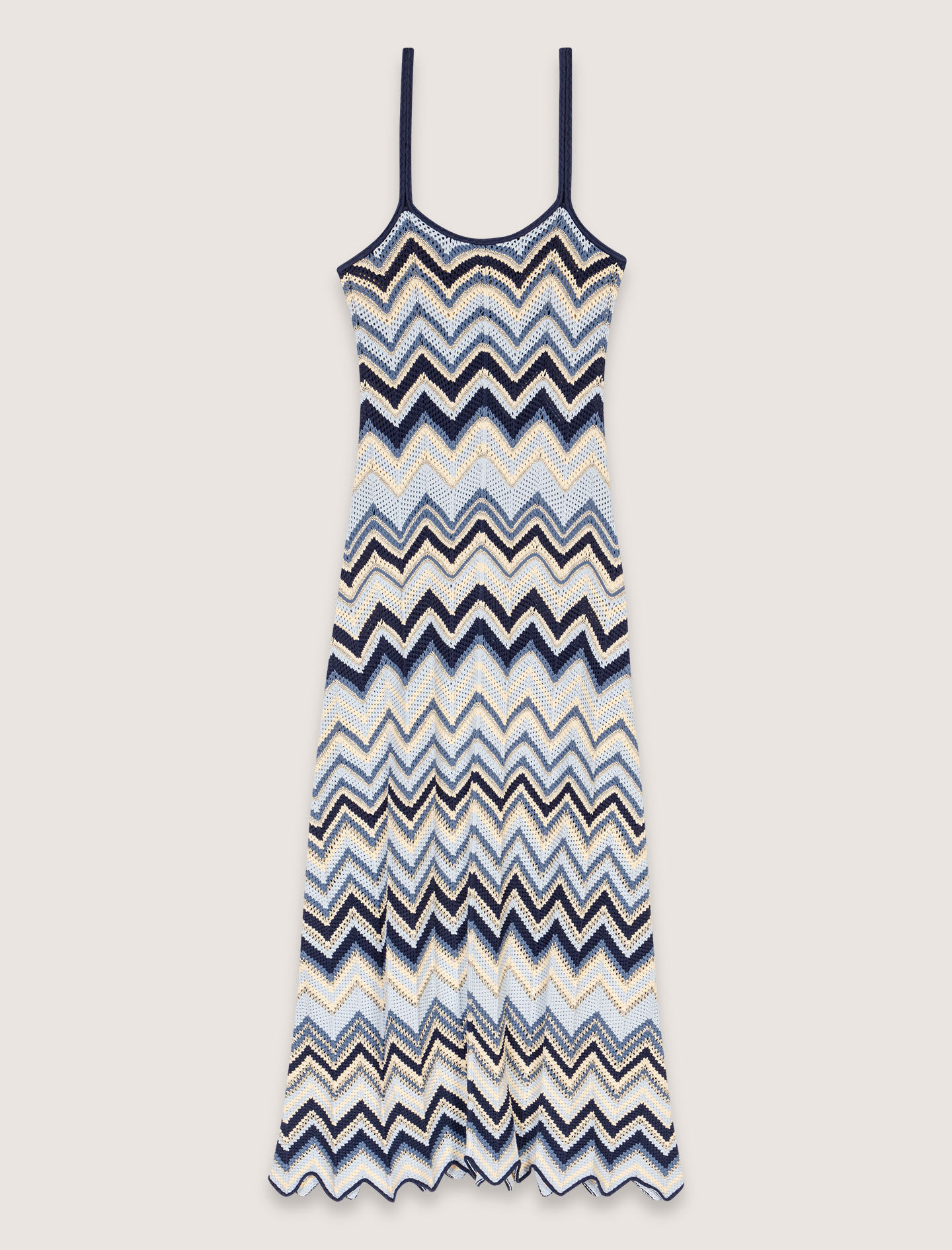 Crochet-knit maxi dress Blue For Women | Maje