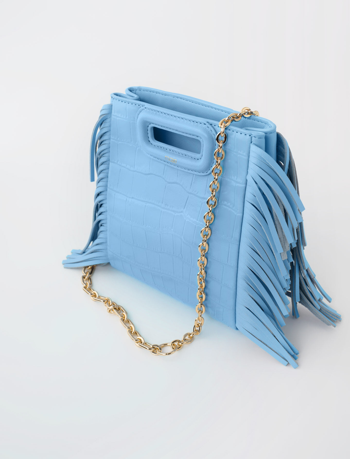 Mini embossed-leather M bag with chain