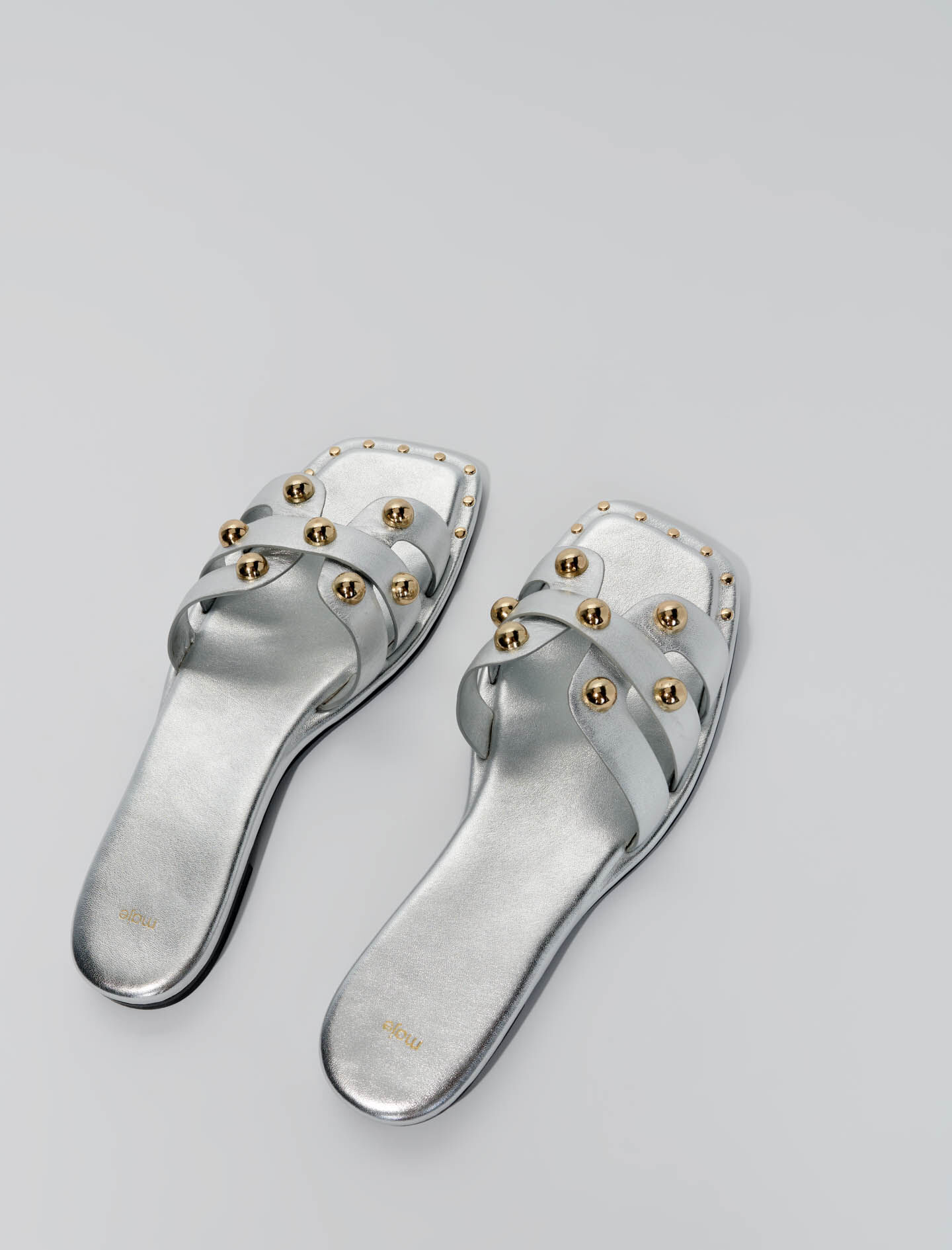 Studded leather mules