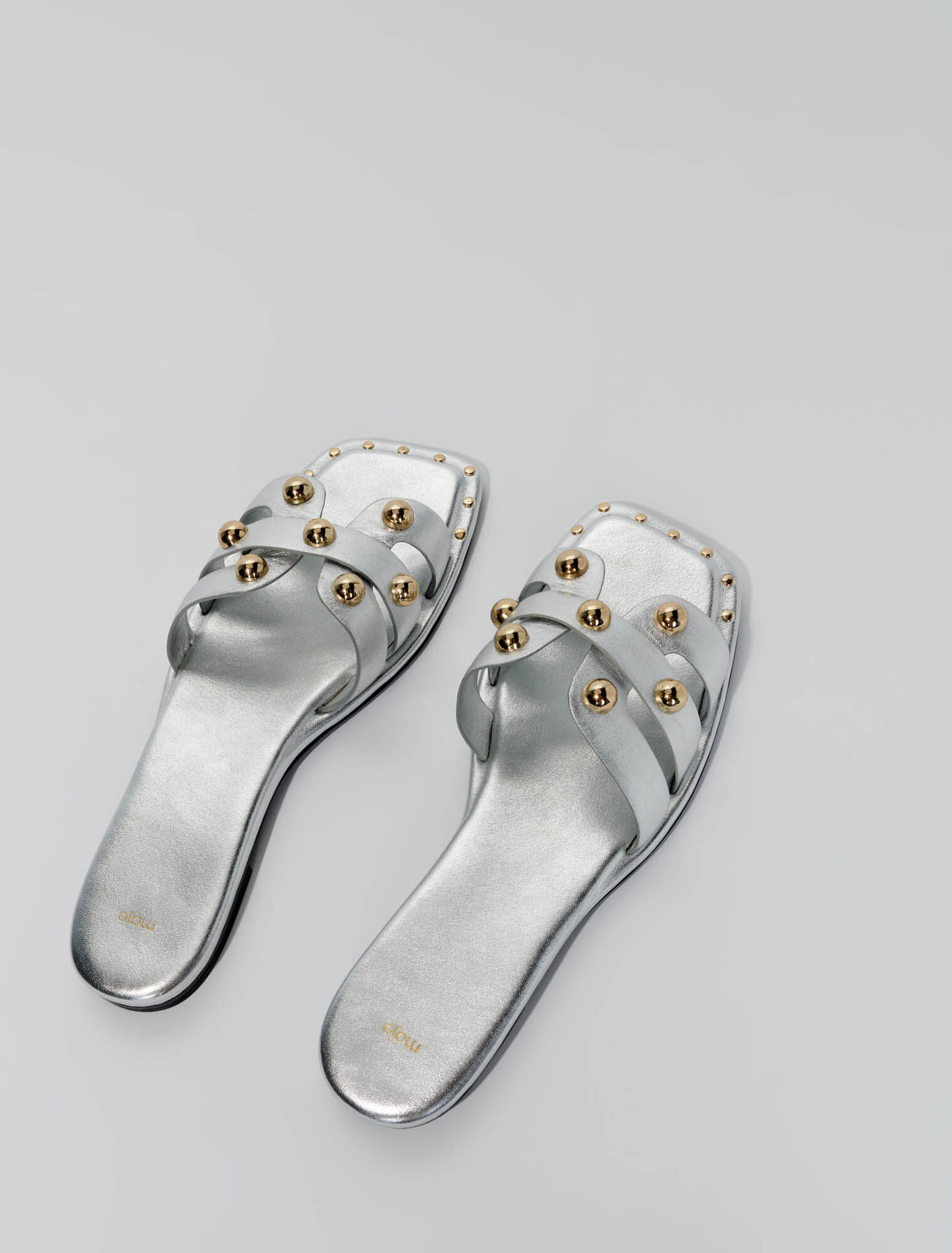 Studded leather mules