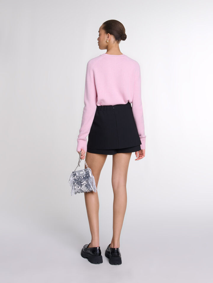 Trompe-l’œil shorts in crêpe fabric
