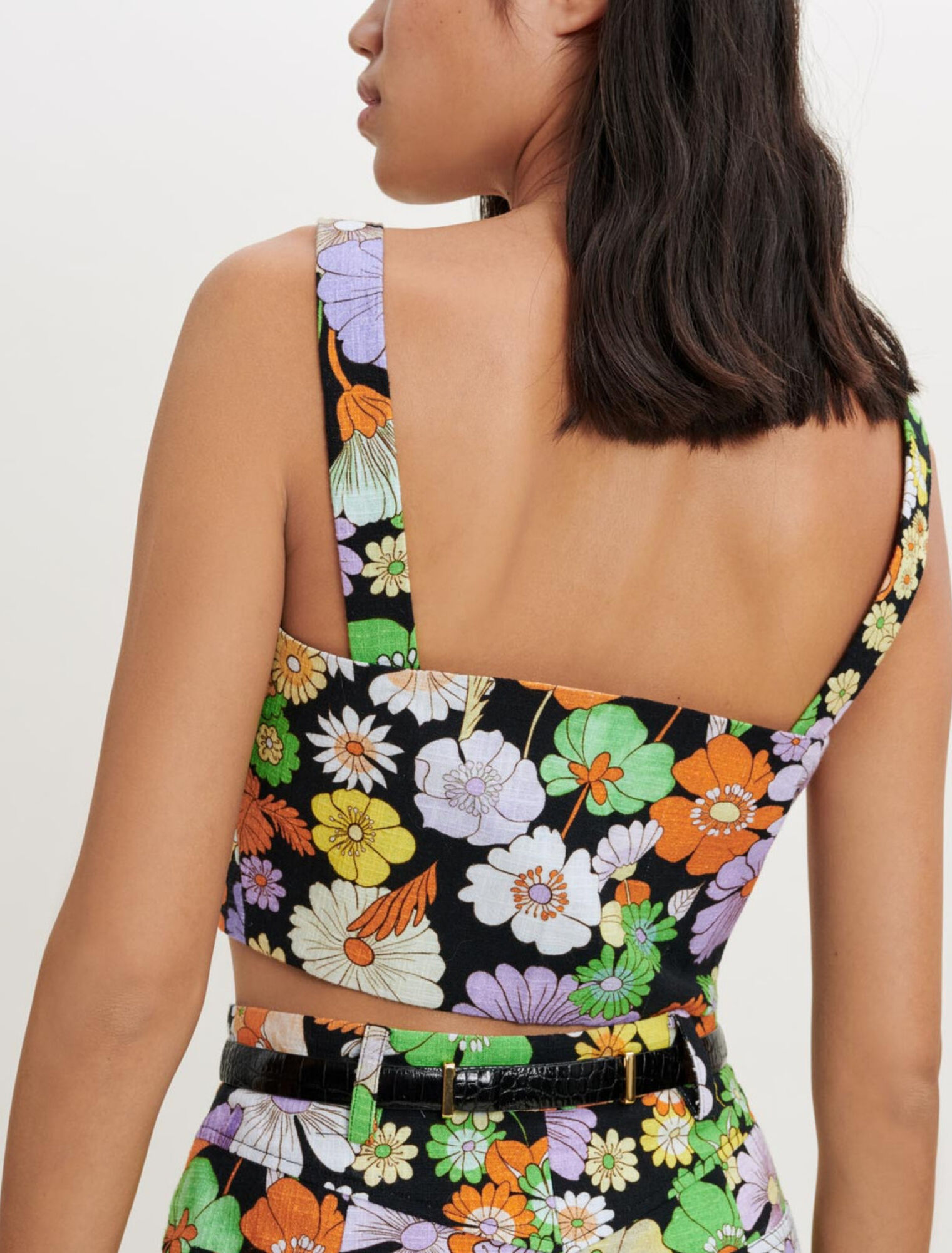 70's floral printed crop top